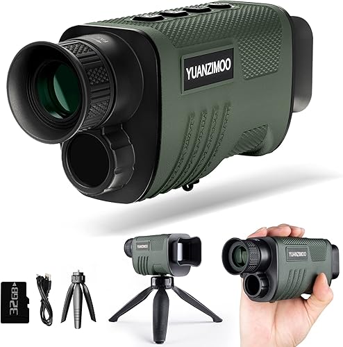 Upgraded Night Vision Monocular Digital Infrared Monocular Telescope for 100% Darkness with 8X Zoom 2000mAh Rechargeable Battery Tripod 32 GB SD
