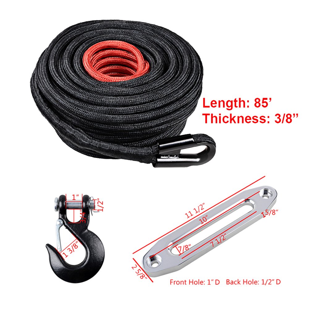 85' x 3/8 Synthetic Winch Rope Cable Rock Guard Protective Sleeve + 10