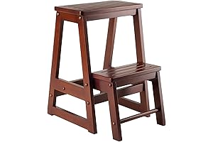 Winsome Beech Wood Double Step Stool, Antique Walnut: The Perfect Foldable Step Stool for Adults