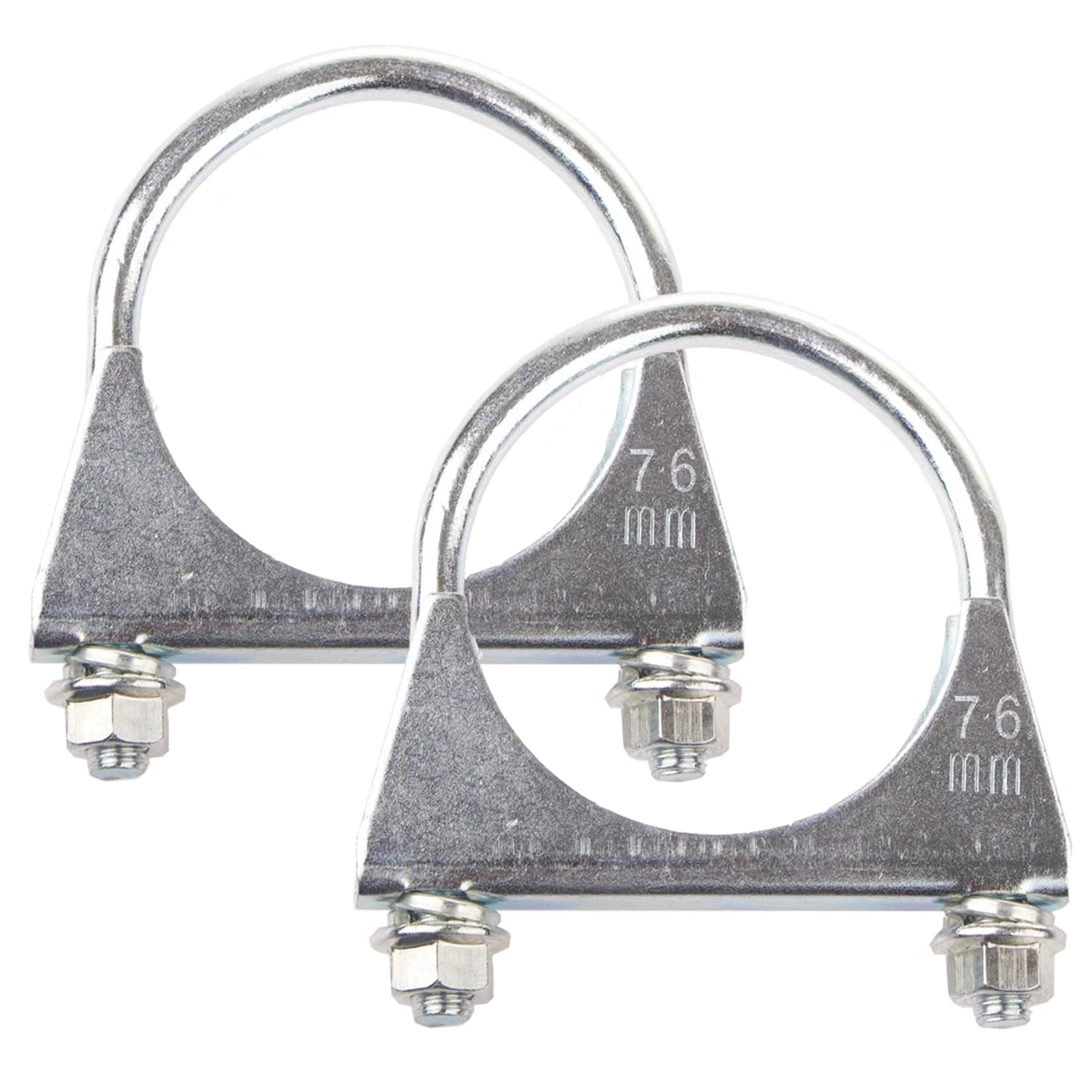 Heavy Duty 2-Pack 76mm Exhaust U-Clamps, Galvanized U-Bolts for Exhaust Tail Pipe