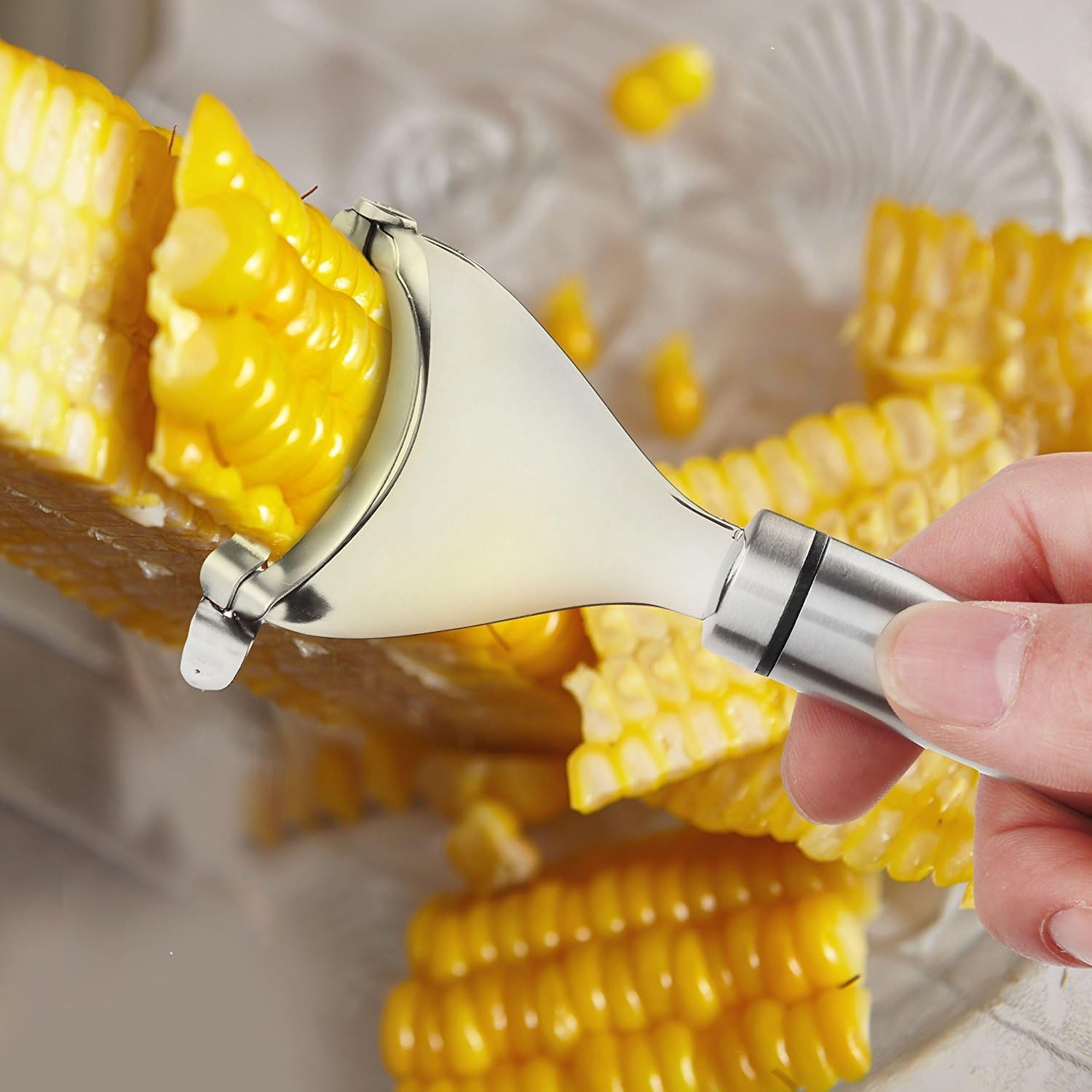 Corn Cutter Stainless Steel Corn zipper, Corn Stripper Corn Cob Peeler Kitchen Stripping Tool