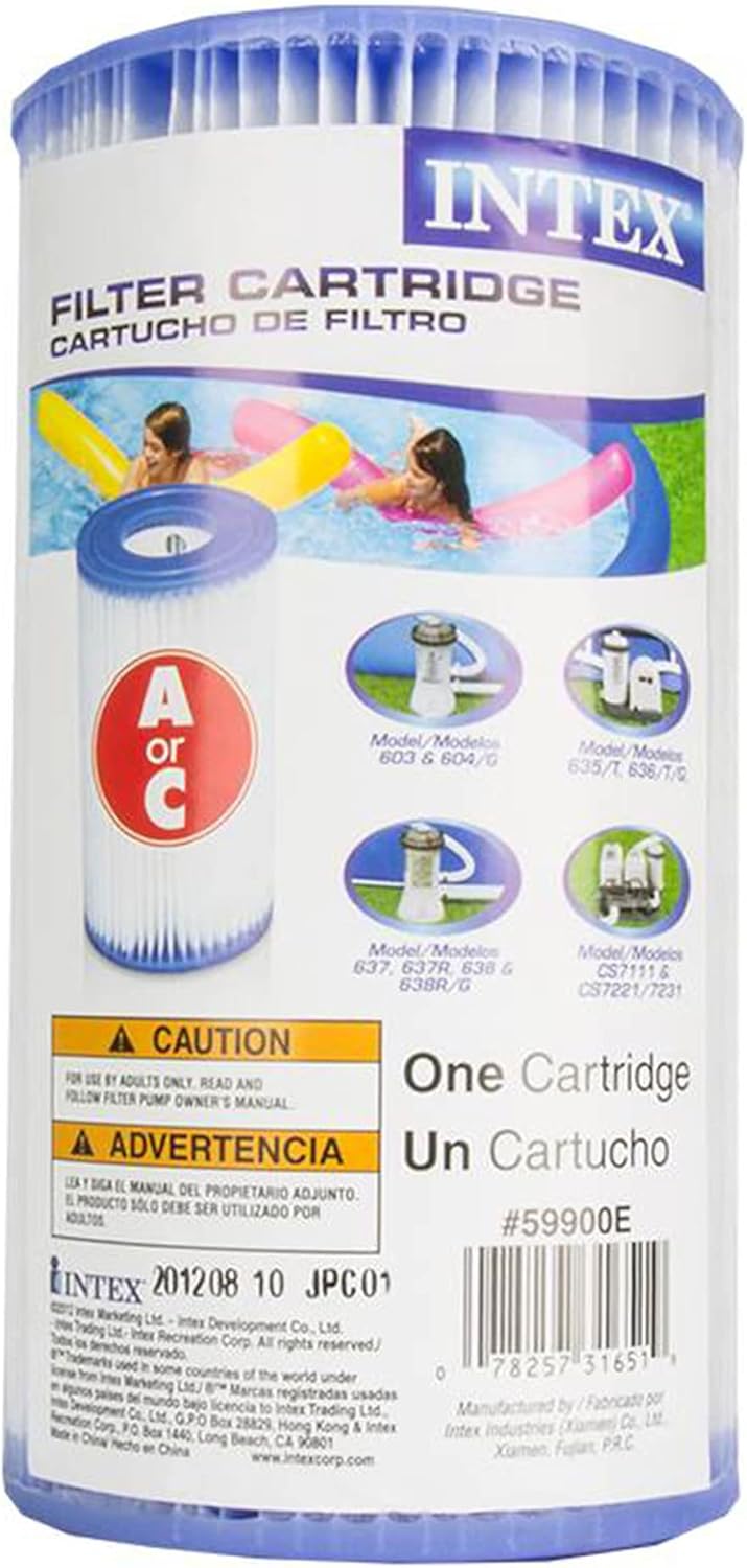 Intex 29000E 8" x 4.25" Type A Easy Set Above Ground Pool Replacement Filter Cartridge or Similar Brand Pool Pumps, (4 Pack)