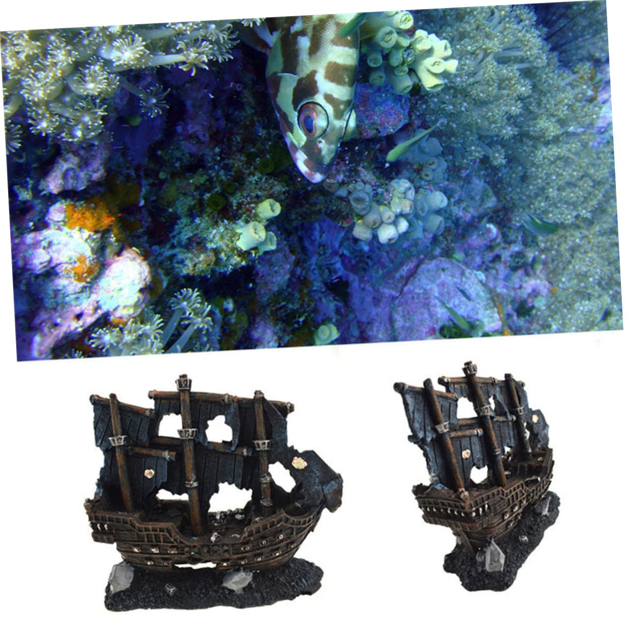 Didiseaon Ornement Aquarium Creux Artificiel Poisson décoration coulé Artificiel Naufrage décorer rocaille