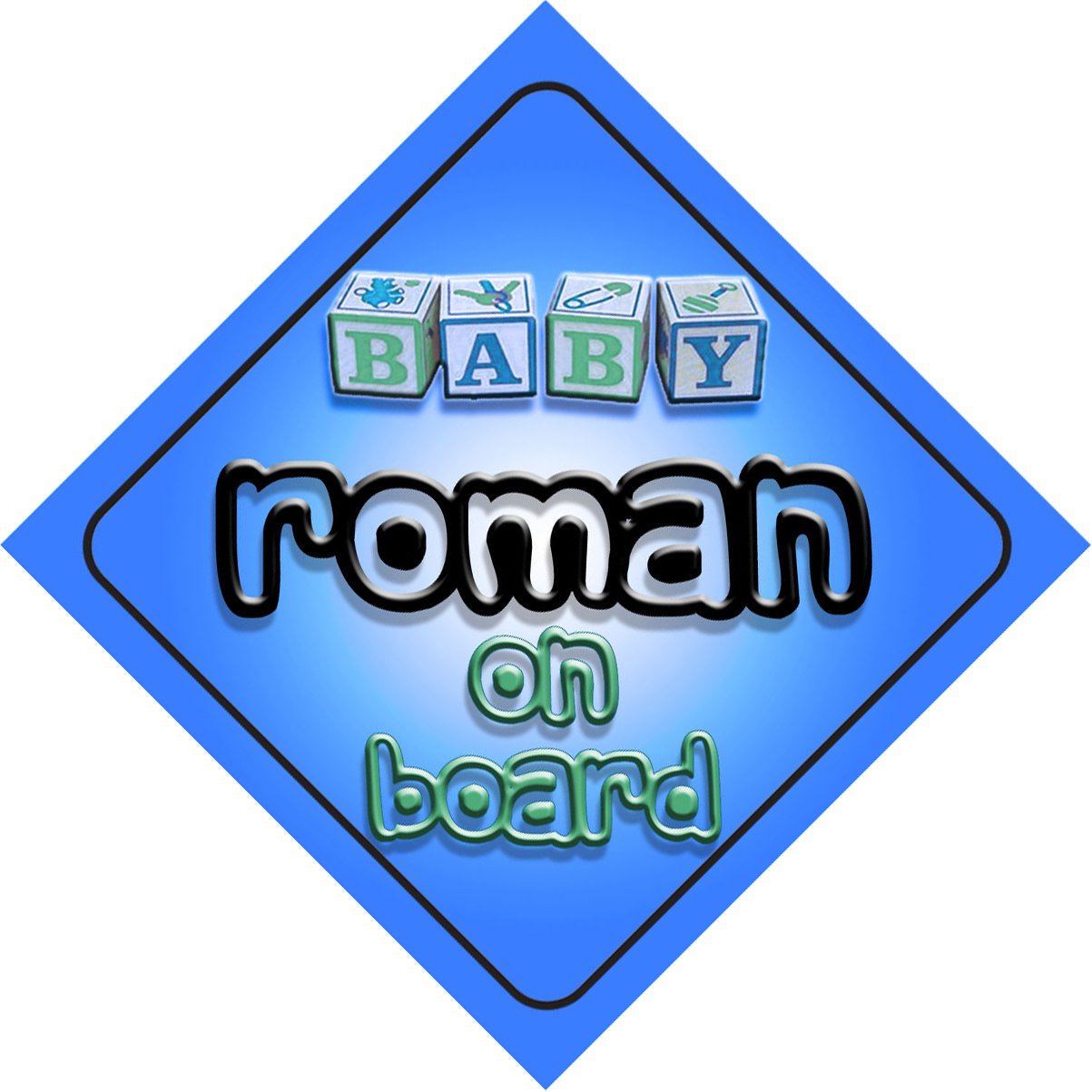 Baby Boy Roman on board novelty car sign gift / present for new child / newborn baby