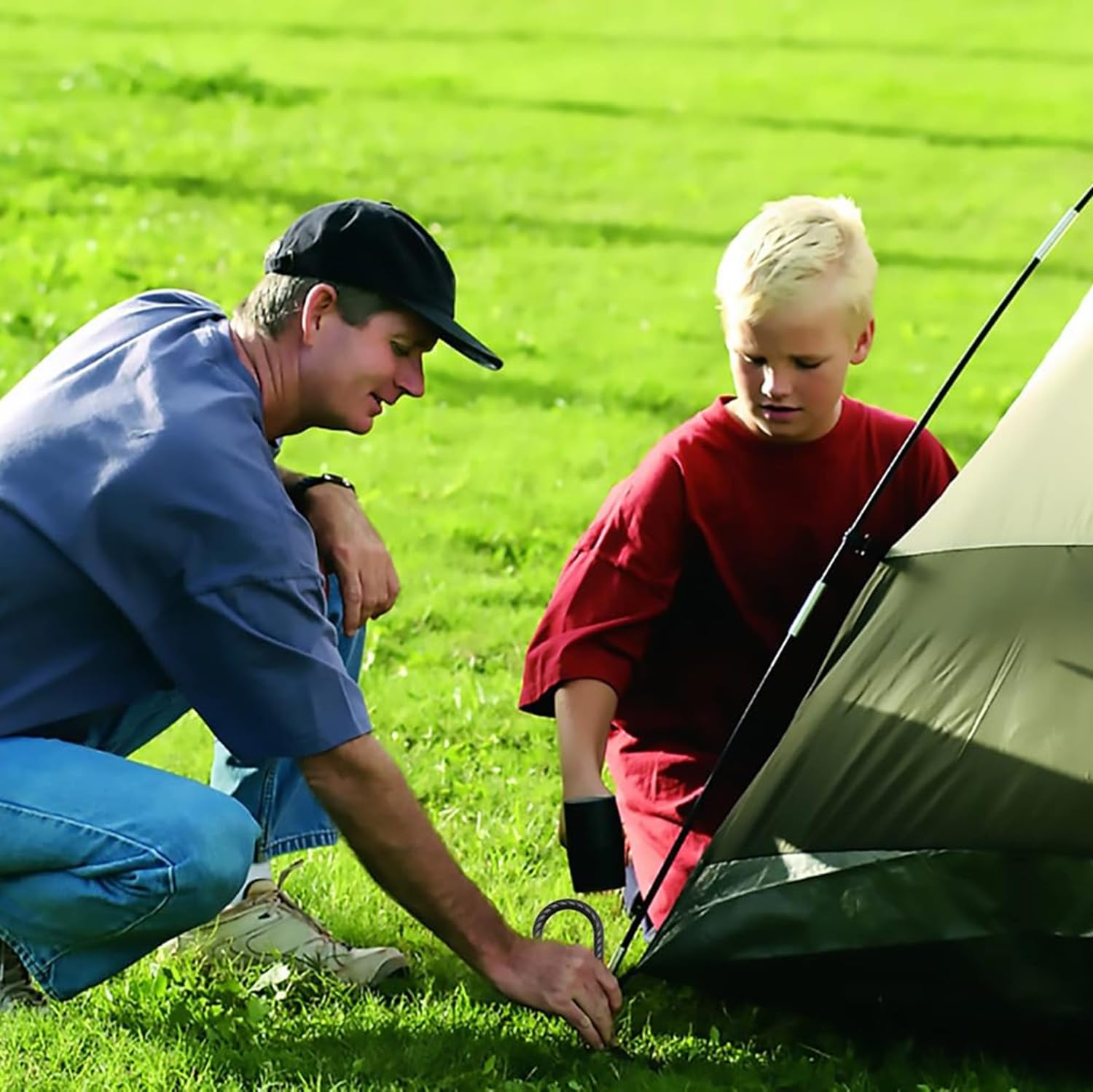 AAGUT Bewehrungsstäbe, 91,4 cm, J-Haken, 1,27 cm, Gartenpfähle, strapazierfähig, 20 Stück | Extra lange Zeltheringe, Metall-Bodenanker mit Meißelspitzenende für Carport, Bäume, Maschendrahtzaun, Camping, Gewächshaus