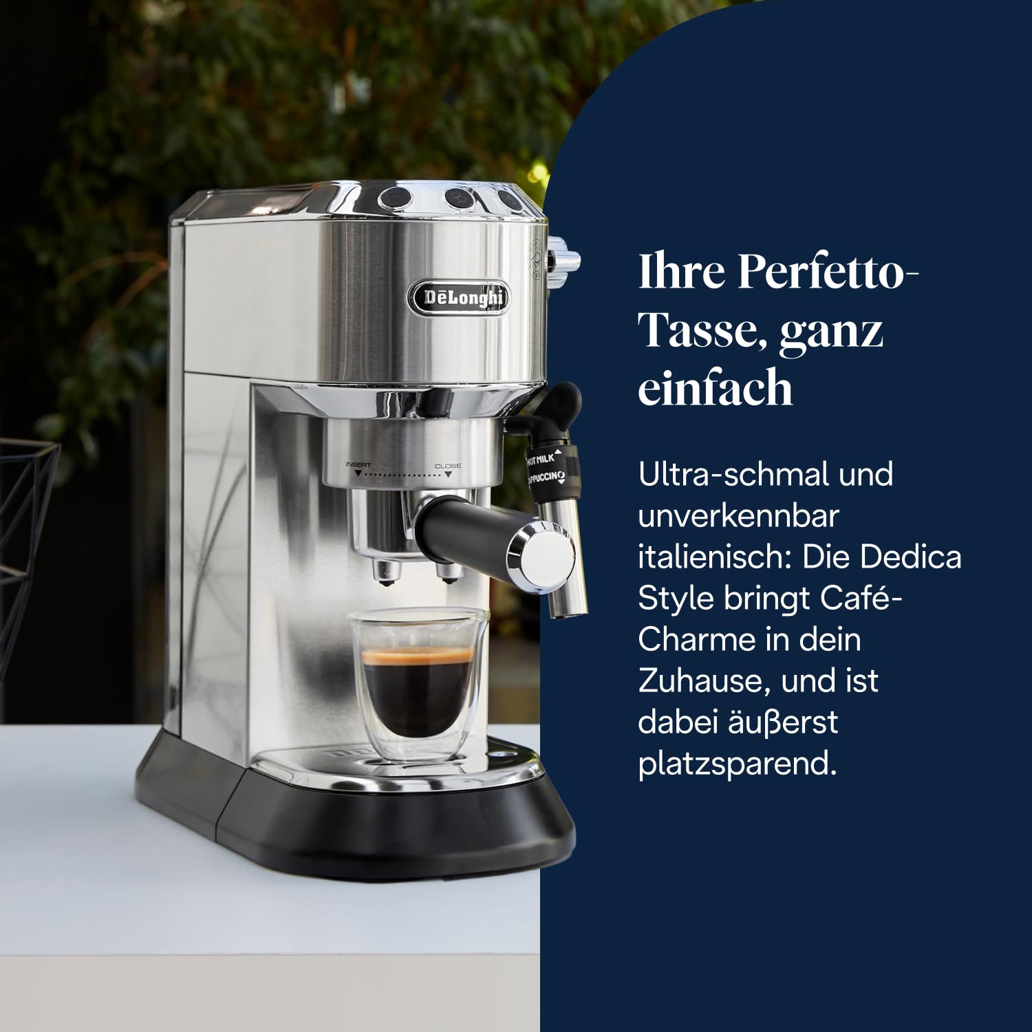 De'Longhi Dedica Style EC685.M Kompakte Siebträgermaschine Espressomaschine 15cm Metall