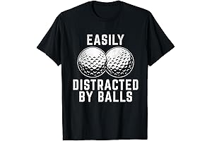 Easily Distracted by Balls Funny Golf Girl Golfing Grandpa T-Shirt