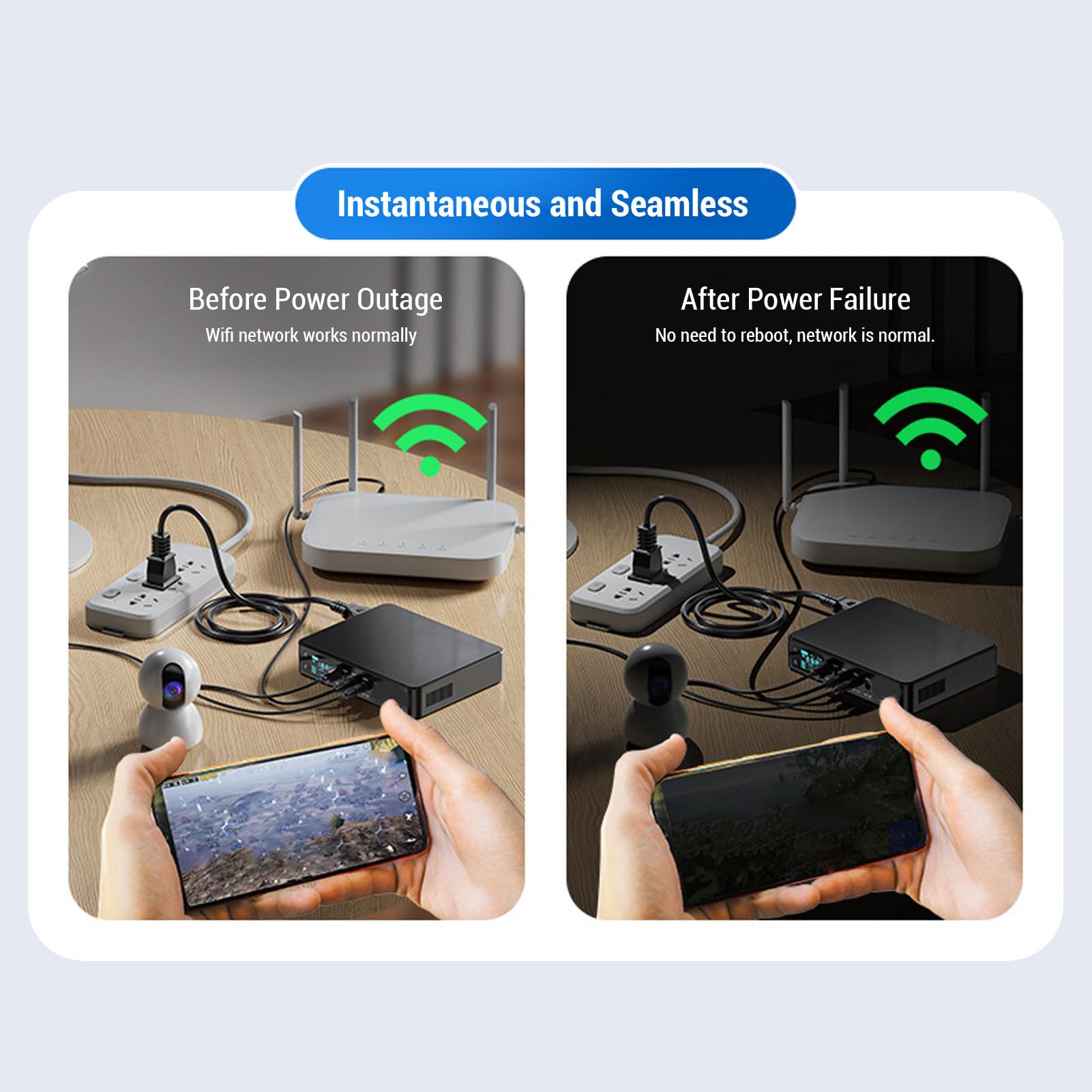 Cocoarm Respaldo de Batería UPS, Fuente de Alimentación ABS UPS con Batería de Litio de 10400 MAh, Pantalla Digital HD, Salidas de 5 V 9 V 12, para de Seguridad de Cámara Enrutador Escáner de