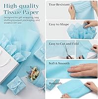 Vista 2 de Shindel 120 hojas de papel de seda azul, papel de seda azul claro de 20 x 14 pulgadas para bolsas de regalo, Navidad, cumpleaños, boda, baby shower