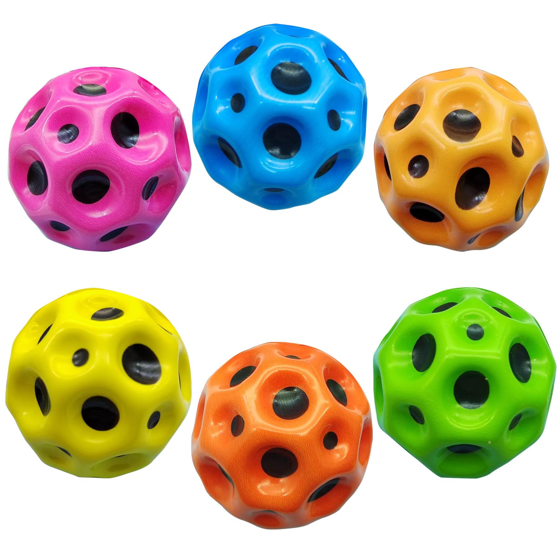 JIANLEKE Super Bouncy Balls, Rubber Bouncing Ball Toy, Perfect for Children and Adults to Play Indoors and Outdoors as a Sensory Ball and Stress Relieving Toy // 1 Set of 6 Super Ball