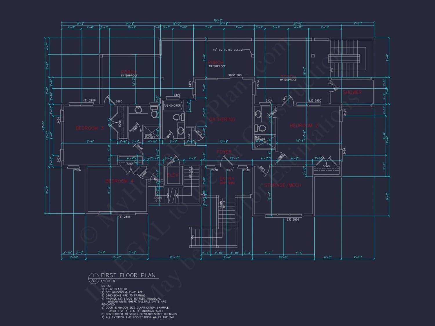15-1713 House Plan - Beach House Plan - Spacious 2-Story CAD Floor Designs