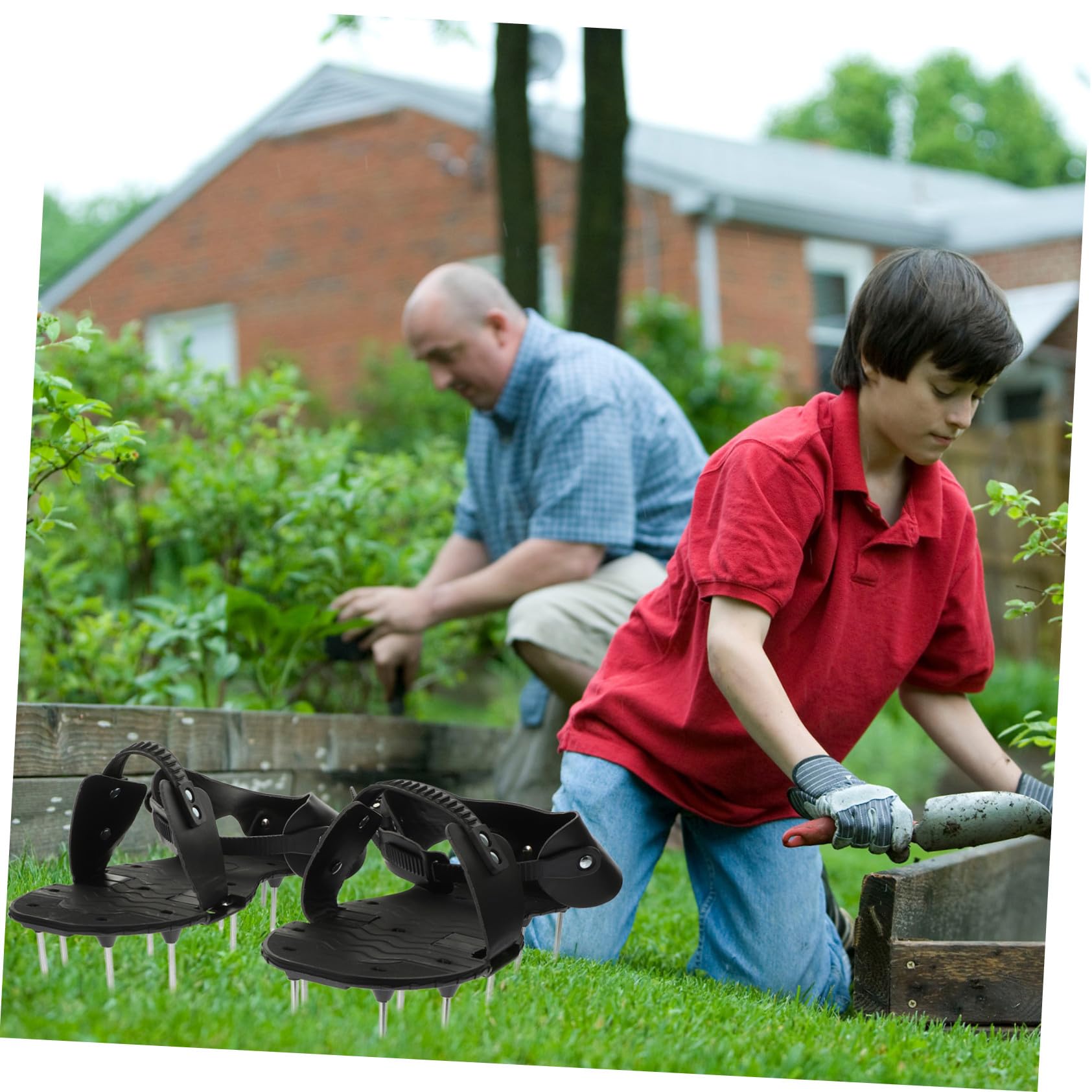 POPETPOP Chaussures Aérateur de Pelouse avec Pointes Ajustables Semelle Scarificateur pour Jardinage et Aération Gazon Faciles à Assembler Utiliser