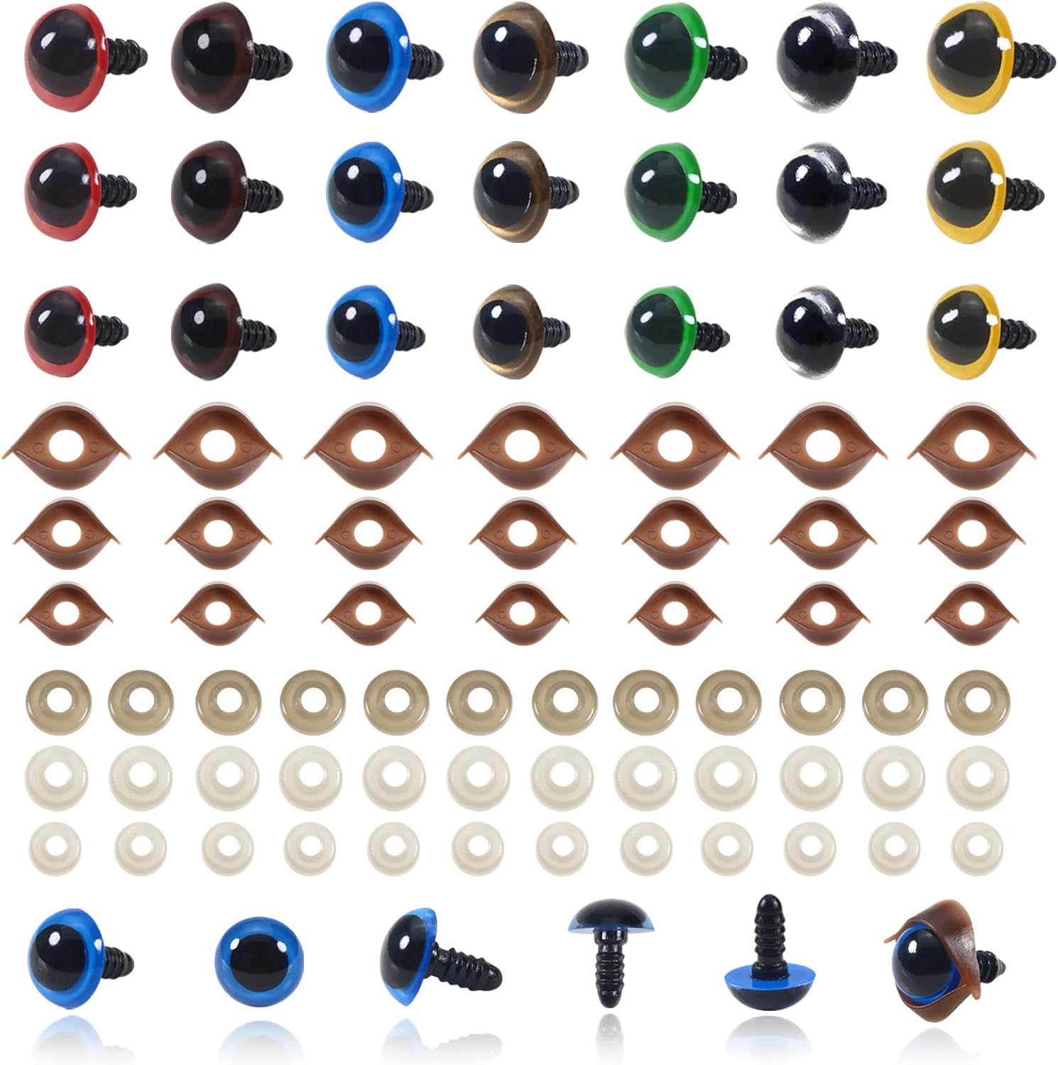 TOAOB 120 Sets Safety Eyes with Washers Plastic Crafts Eyes