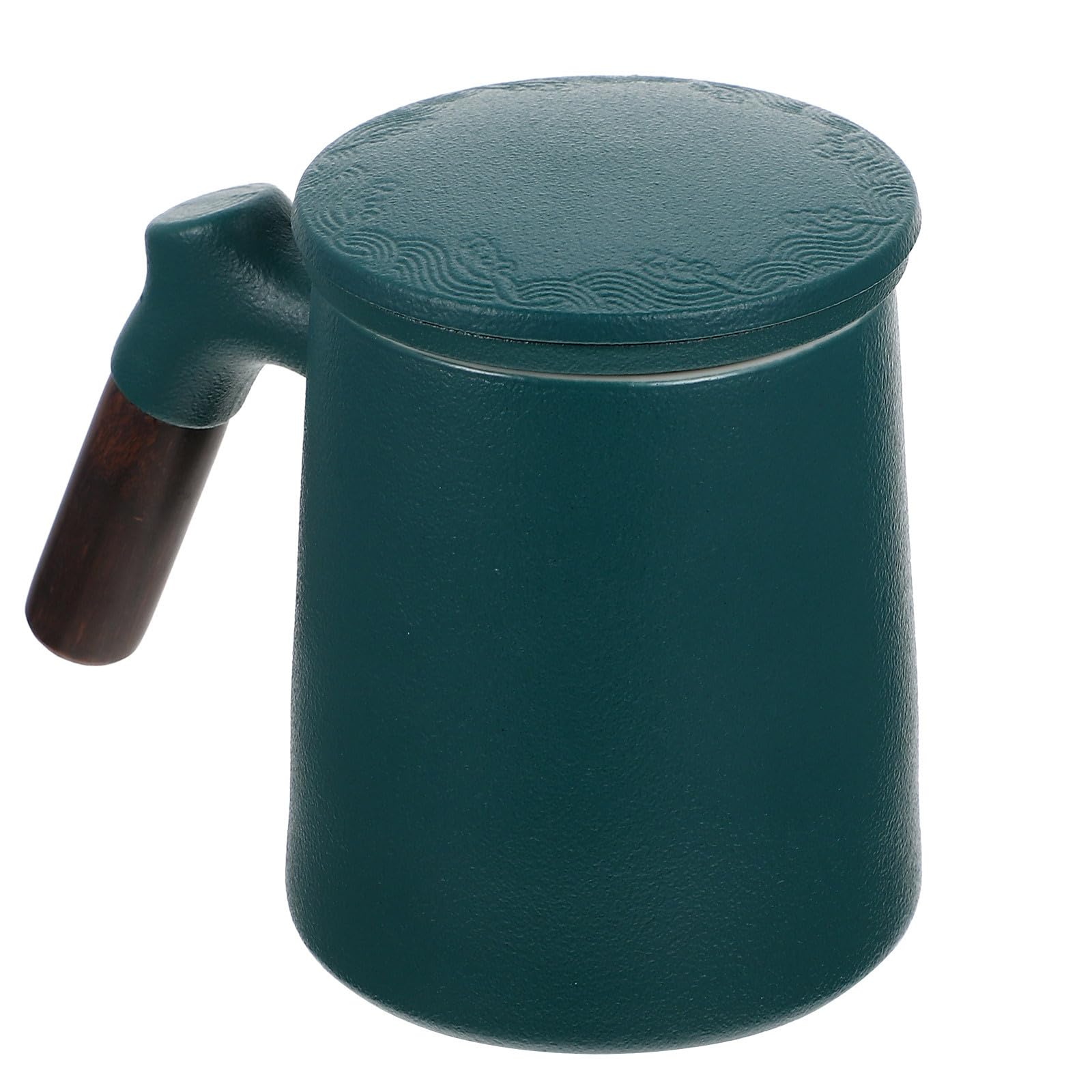HANABASS Taza de Té con Mango de Madera Antiescaldad y Fondo Antideslizante, Capacidad 320ml, con Infusor y Tapa para Oficina y Hogar