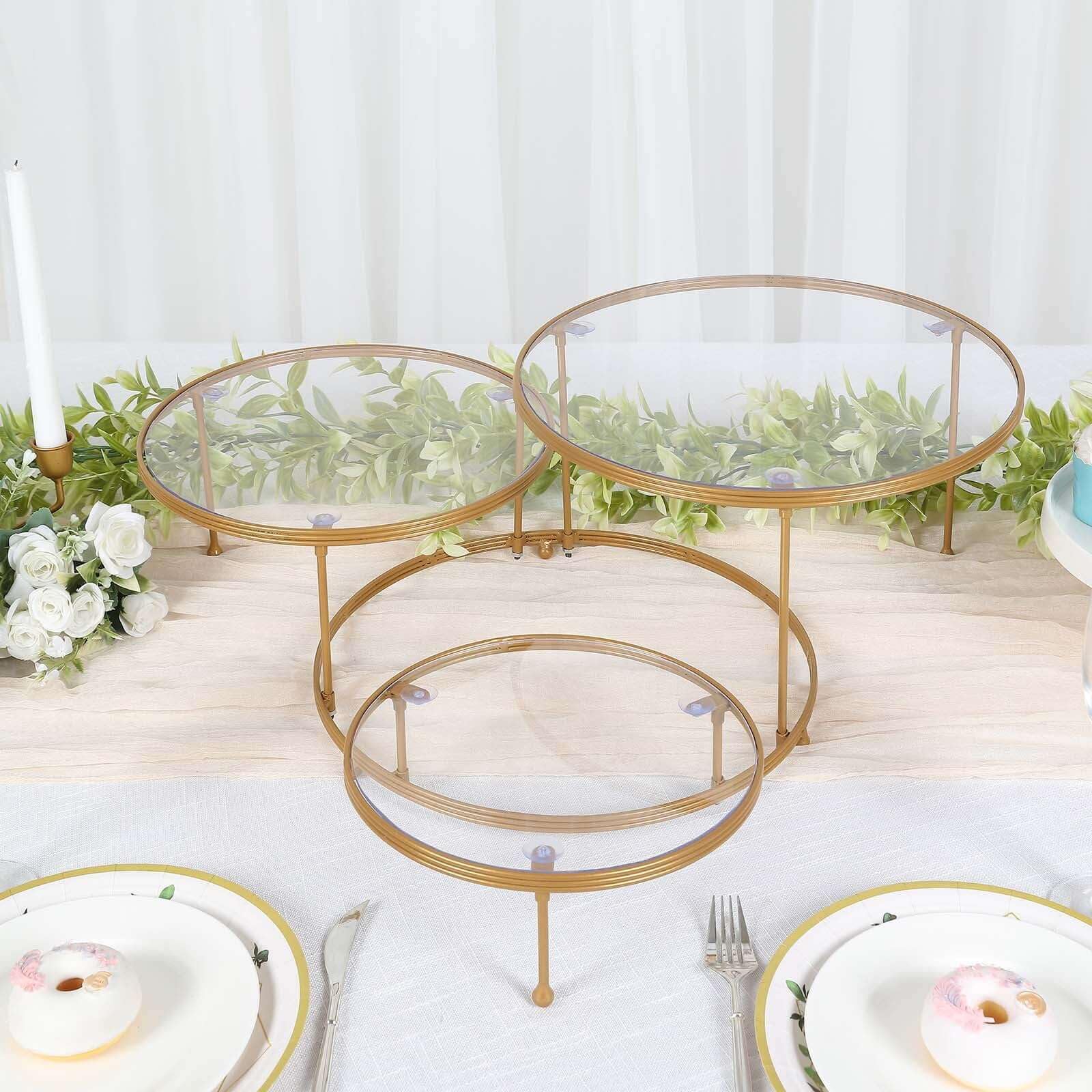 Tableclothsfactory 3-Tier Gold & Acrylic Stand