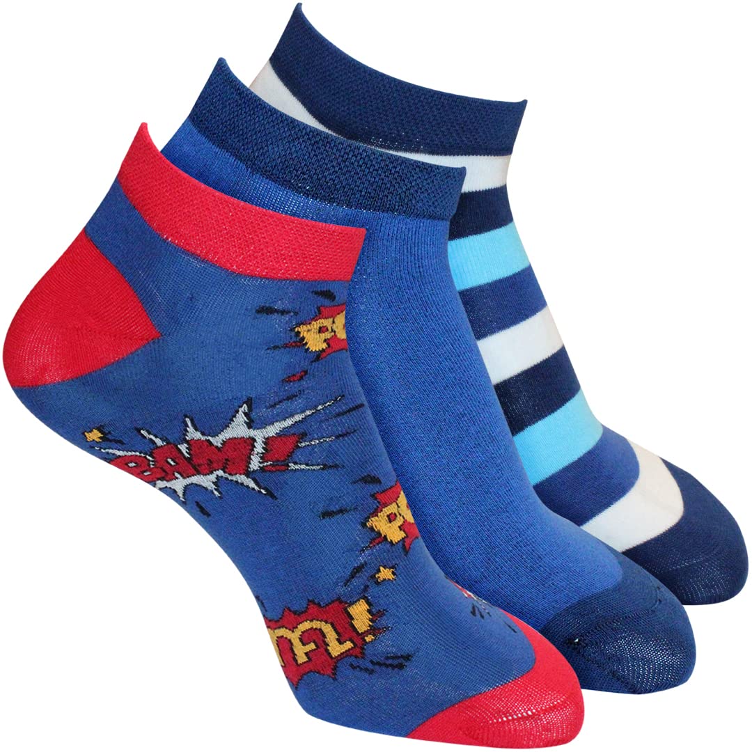 Man ArdenAnkle Length Socks, World's Finest Cotton (Combo of 3 | Size: Free Size | Color: Multicolor)