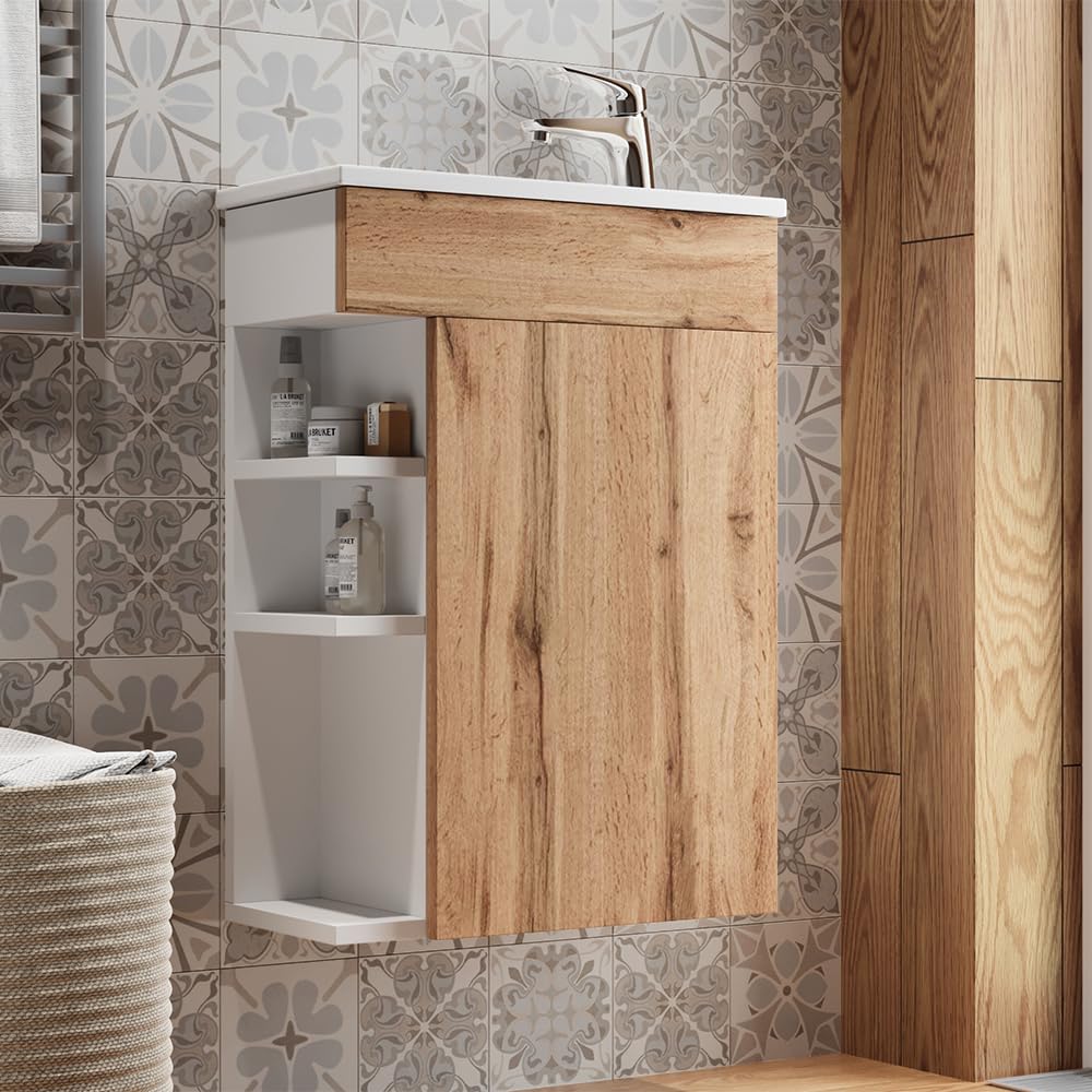 Vicco Set mobili bagno Amadeo, Rovere dorato, 50 cm, composto da mobile sottolavabo e lavabo