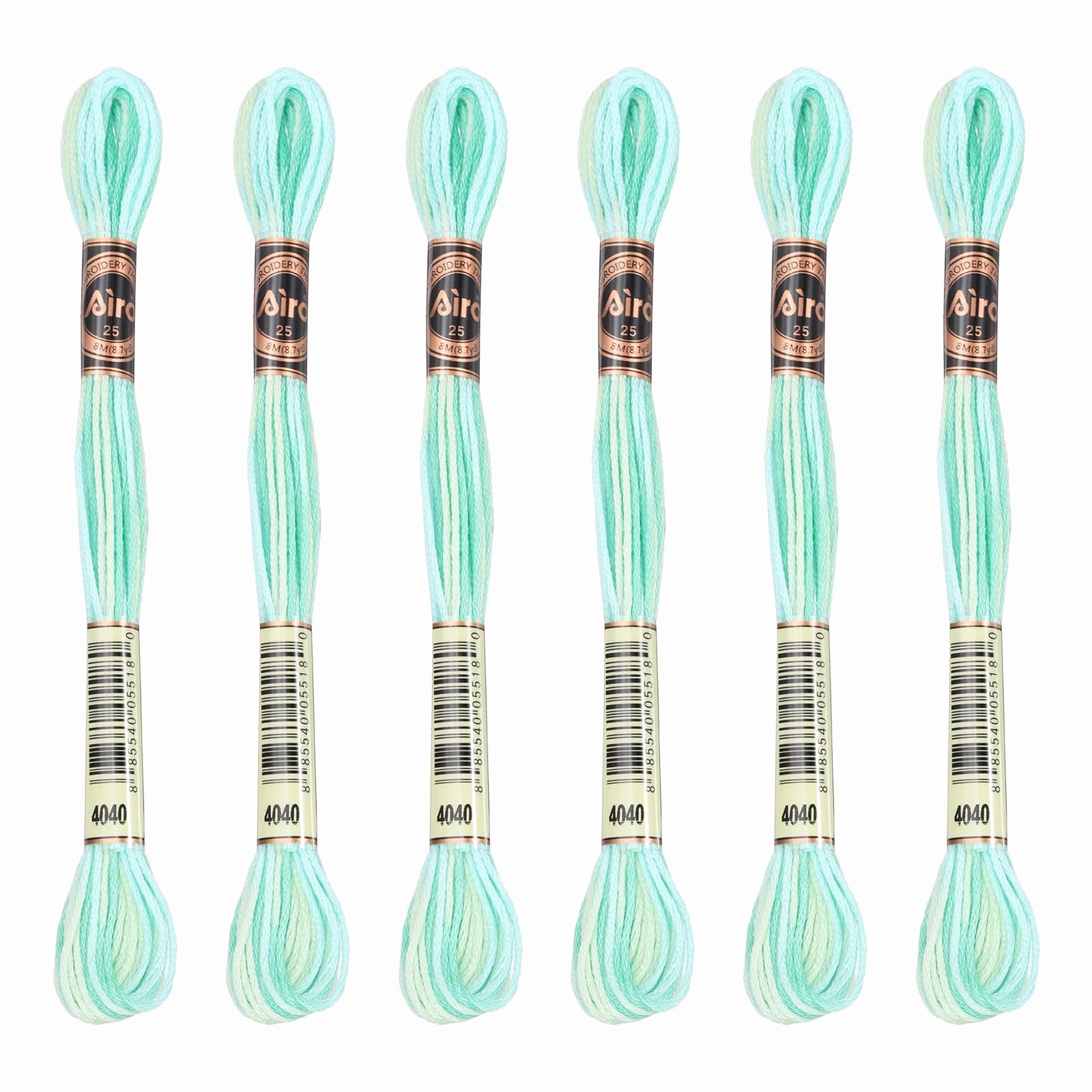 PATIKIL 6 Skeins Embroidery Floss, Polyester Embroidery Threads Bracelets String for Cross-Stitch Hand Embroidery, Green White
