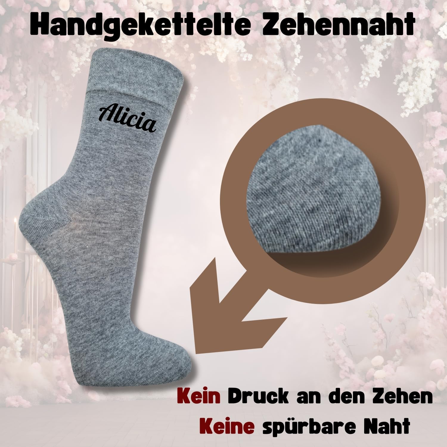 Bentini Damensocken mit Namen bedruckt | 3 Paar | Personalisiert | Geschenk Idee für Frauen