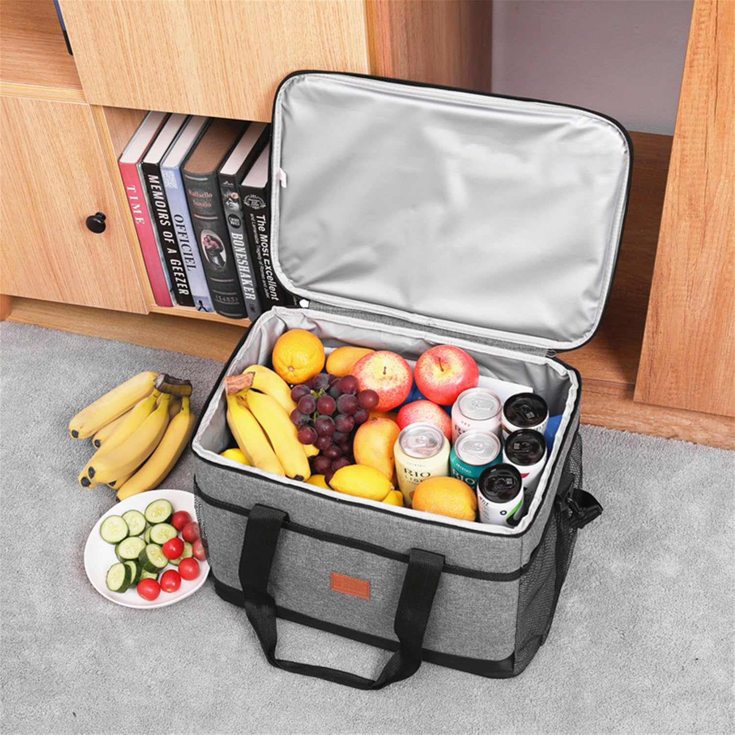 Lunch Box Isotherme, 36L Sac Isotherme, Lunch Bag Sac de Courses, avec Bandoulière Réglable, Pliable, Portable, Étanche, pour Pique Nique, Barbecue, Camping, Voyage