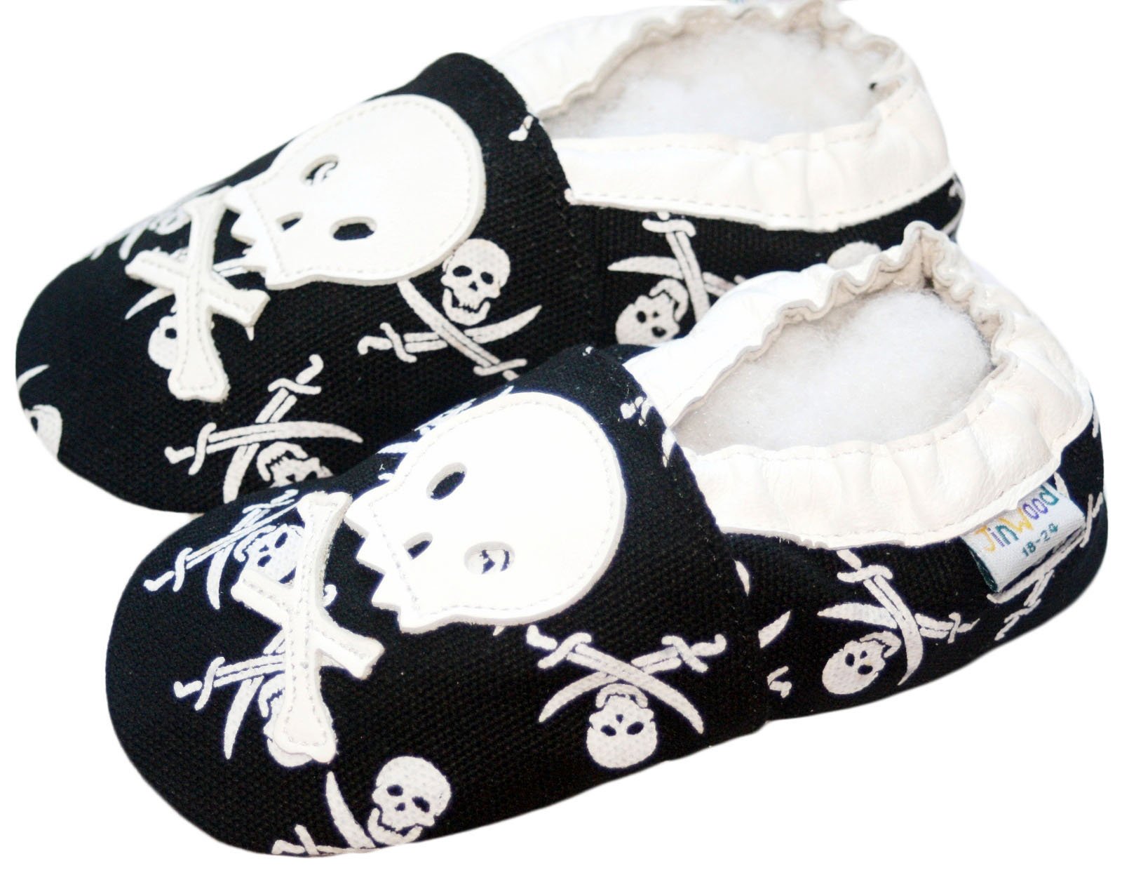 Leather Canvas Baby Shoes Boy Girl Infant Children Kid Toddler First Walk Gift Canvas Big Skull (30-36month, Black)