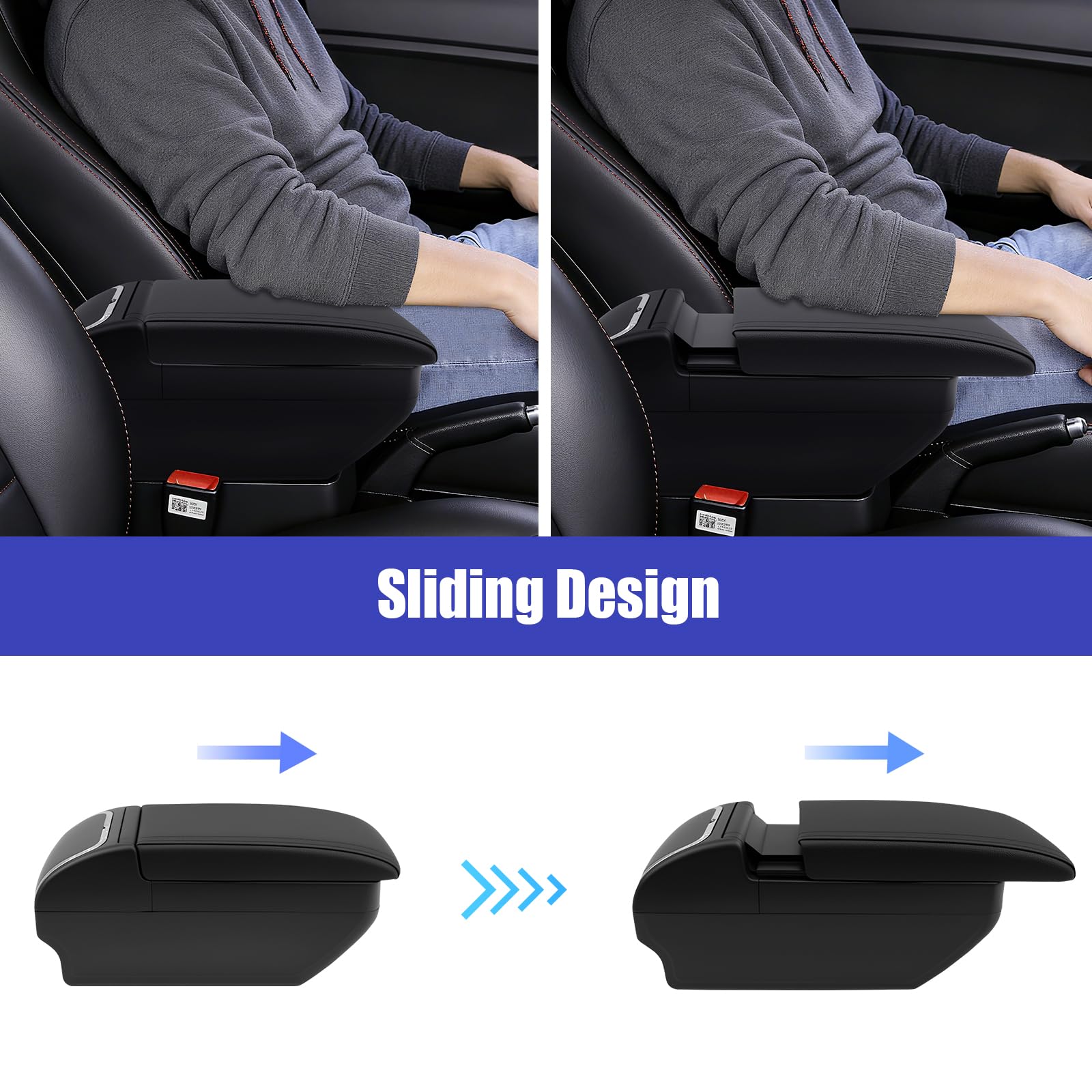 Doppellagige Auto Armlehne, Mittelarmlehne mit Getränkehalter | Kompatibel mit Mitsubishi Mirage Attraction Space Star 2014-2023