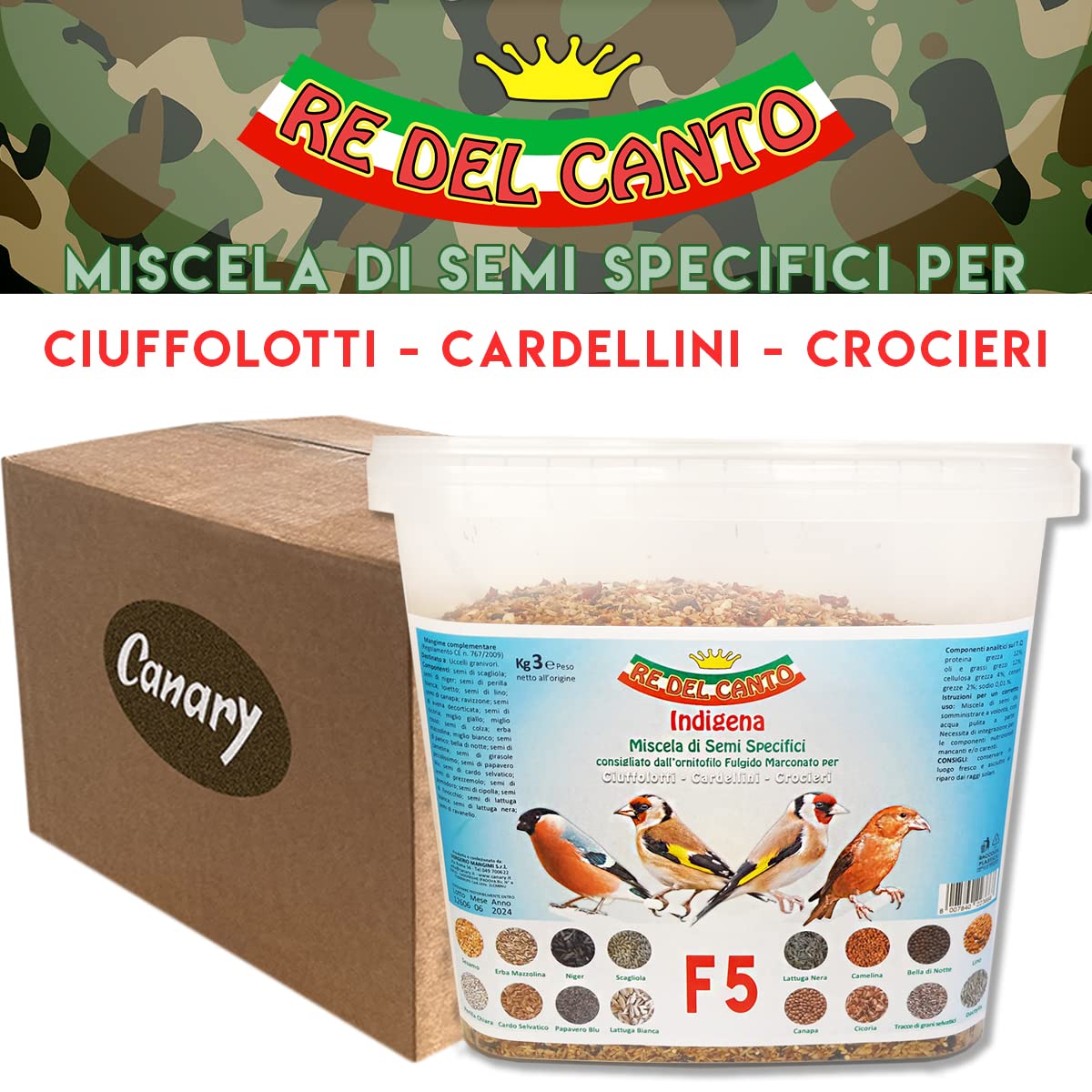 F5 Indigène 3kg - Mélanges spécifiques pour chardonnerets, bouvreuils, becs-croisés et spinus