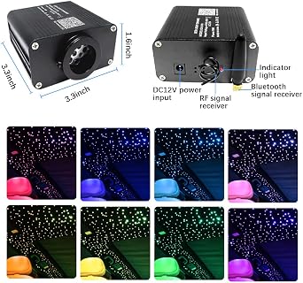 FIREWORK Starlight Headliner Kit, 16W Twinkle RGBW Sound Sensor Fibre Optic Lights Star Ceiling Light for Home & Car Ceiling Headliner Decoration with Music+APP+Remote Control 260pcs*0.03in*6.5ft/2m