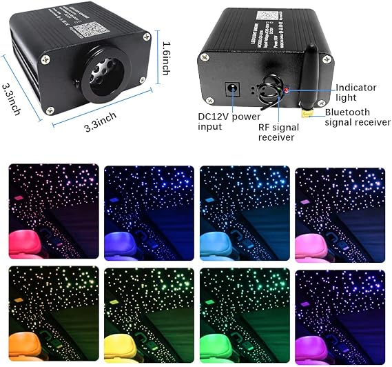FIREWORK Starlight Headliner Kit, 16W Twinkle RGBW Sound Sensor Fibre Optic Lights Star Ceiling Light for Home & Car Ceiling Headliner Decoration with Music+APP+Remote Control 260pcs*0.03in*6.5ft/2m