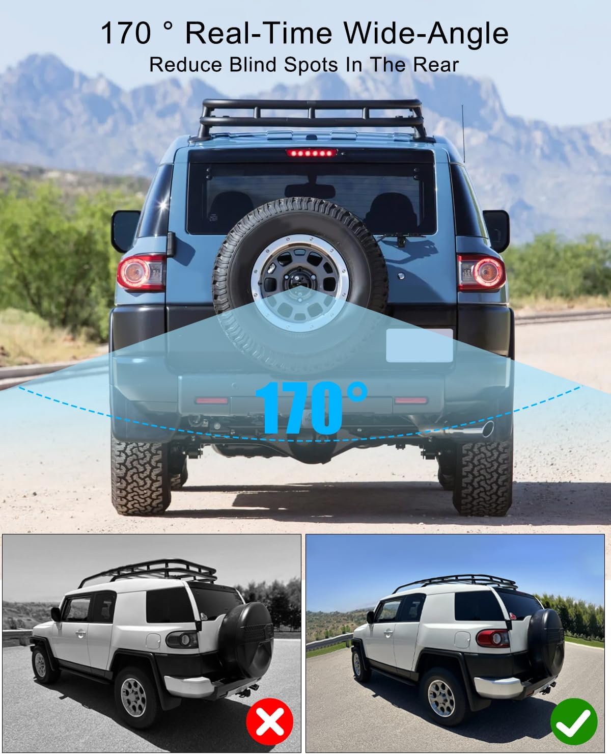 Rear View Backup Camera Replace 86790-35040 8679035040 Fit for Toyota FJ Cruiser 2009-2014, High-Definition Parking Assist Camera 170° Ultra-Wide Angle