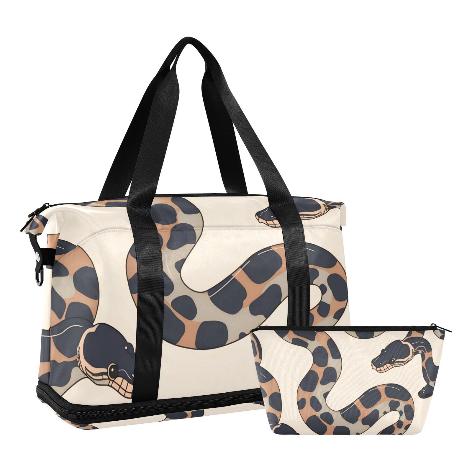 Ball Python - Maleta de viaje minimalista grande con bolsillo para mojado y correa ajustable, bolsa de entrenamiento para viajes, multifuncional, para hombres y mujeres