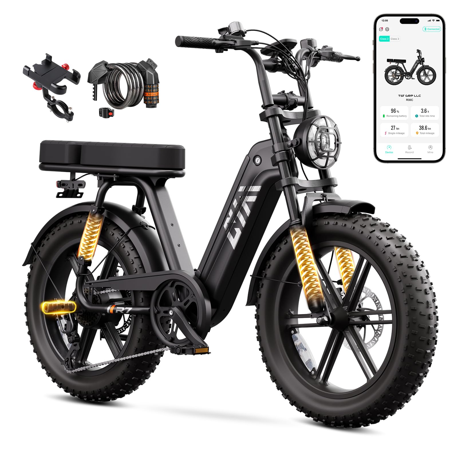 TST Electric Bike for Adults, 48V 15Ah Battery for Urban Cycling, 2 Seats