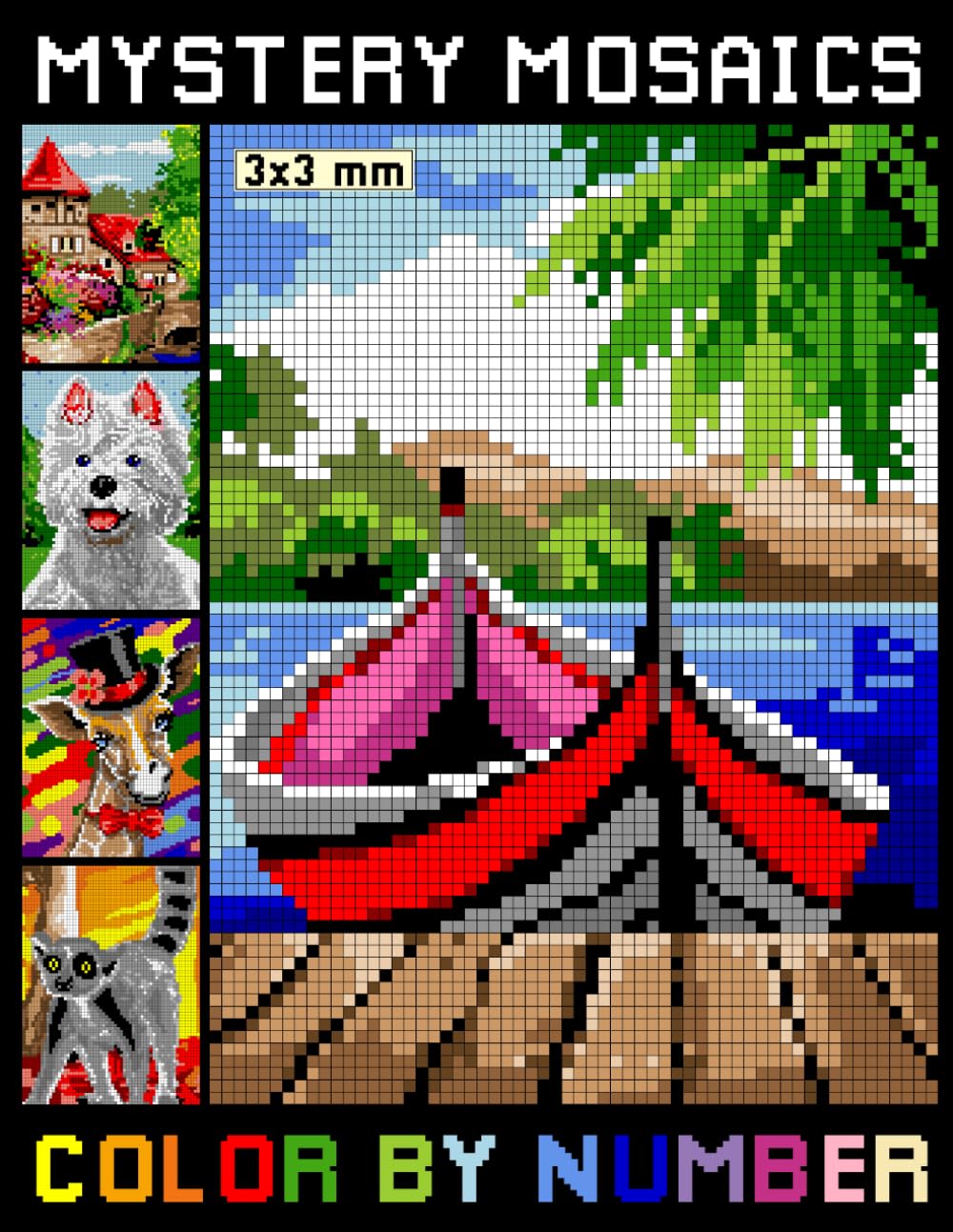 Mystery Mosaics Color By Number: Adult Pixel Art Coloring Book | Color Quest for Stress Relief & Relaxation (Squares Mosaic Color by Number)