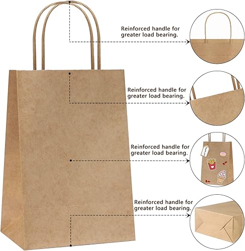 Miniatura 3 de REMTAP 50 bolsas de papel de regalo marrón de 8 x 4.5 x 10.5 pulgadas, bolsas de papel kraft medianas con asas, bolsas de regalo a granel para