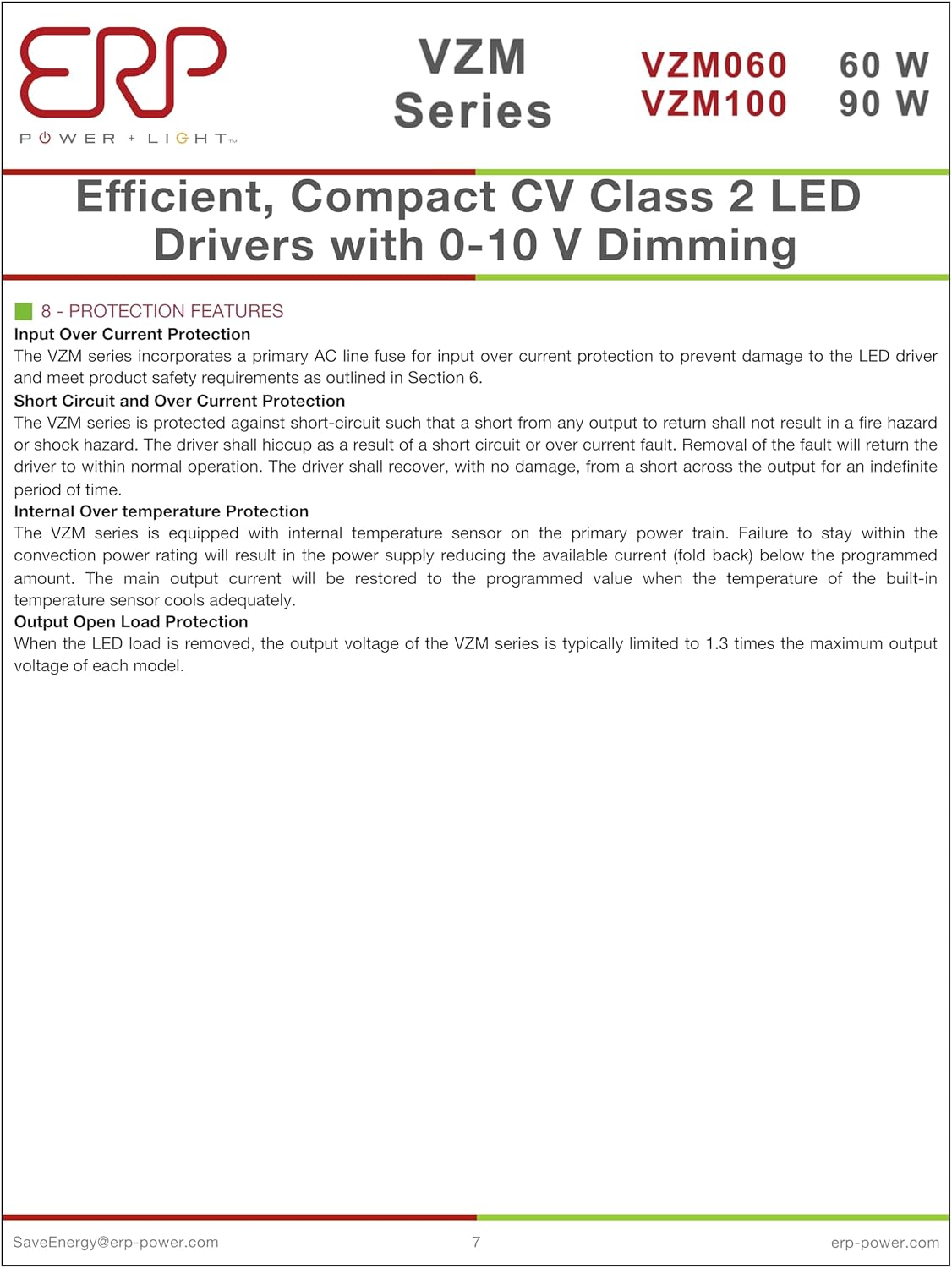 ERP Power Light | VZM100W-24 | Efficient, Compact CV Class 2 LED Drivers with 0-10 V Dimming