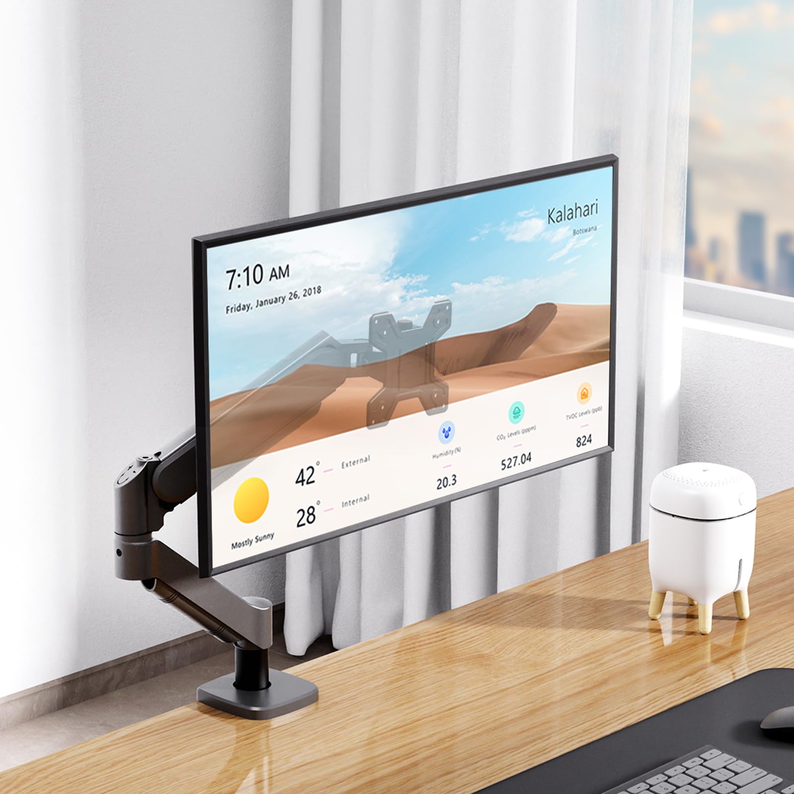 BEMMY Suporte Ergonômico Suporte para Monitor de Mesa, Design Compacto e Retrátil para