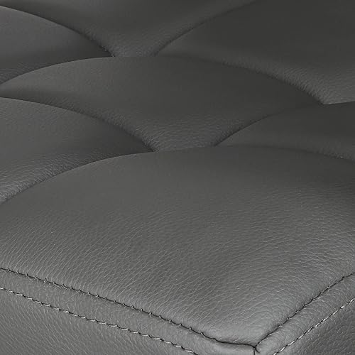 Miniatura 9 de Leopard Taburetes de bar ajustables con reposabrazos, respaldo cuadrado, doble costura giratoria con taburete trasero, juego de 2 (base gris + negro)