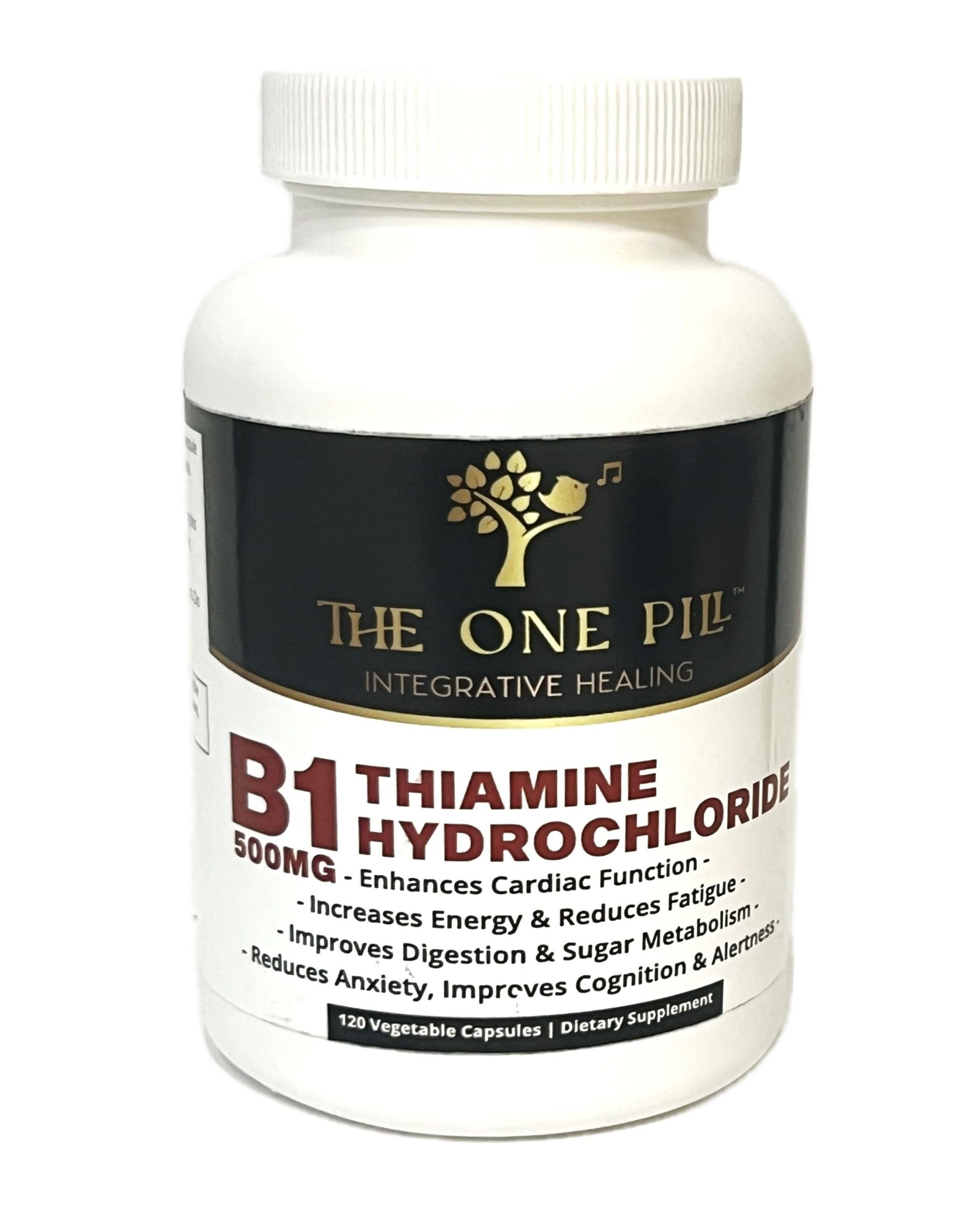 Vitamine B1 Thiamine Hydrochloride, Thiamine Hcl, 500mg-120 Capsules,Vegan,Non GMO,No Artificial fillers or Stearate additives.