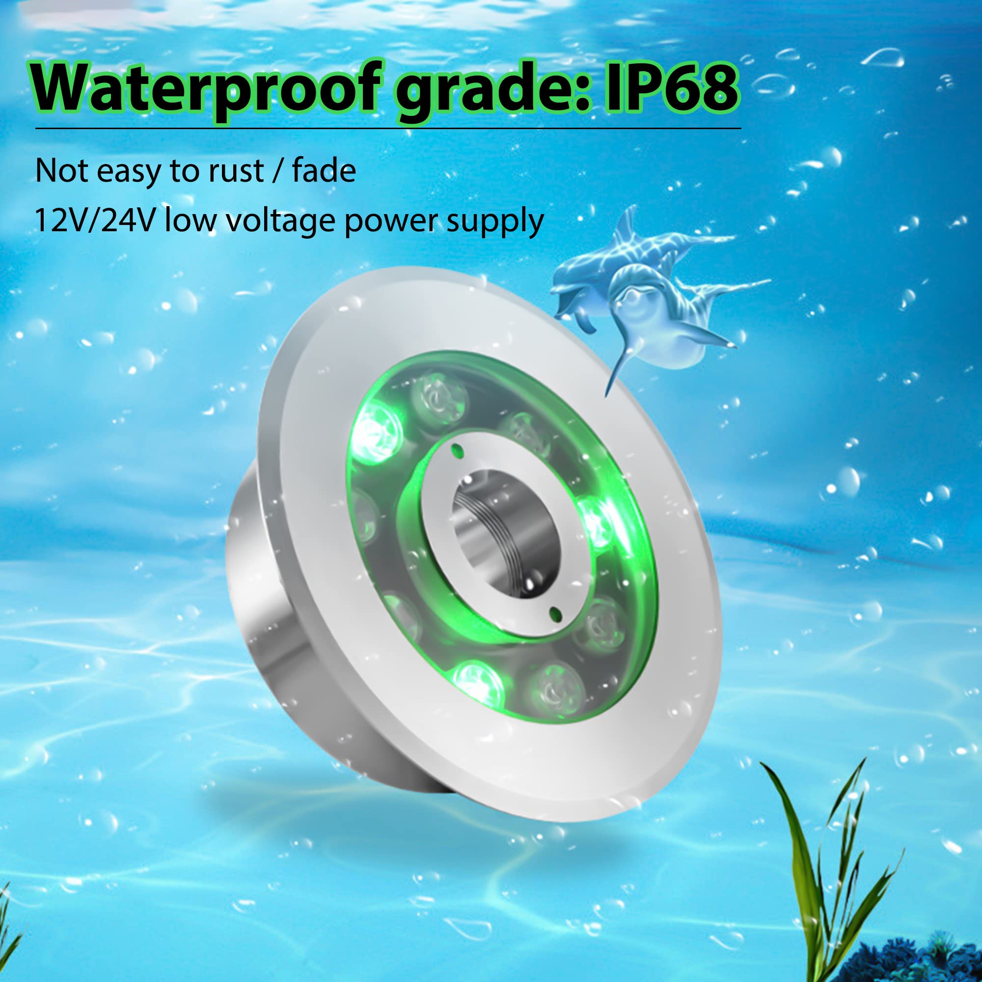 LED-Unterwasser-Poolbeleuchtung, IP68 wasserdichte farbige LED-Springbrunnenleuchte, 24 W Unterwasser-Gartenstrahler, dekorative Wasserfallleuchte für Teich, Pool, Spring,6w