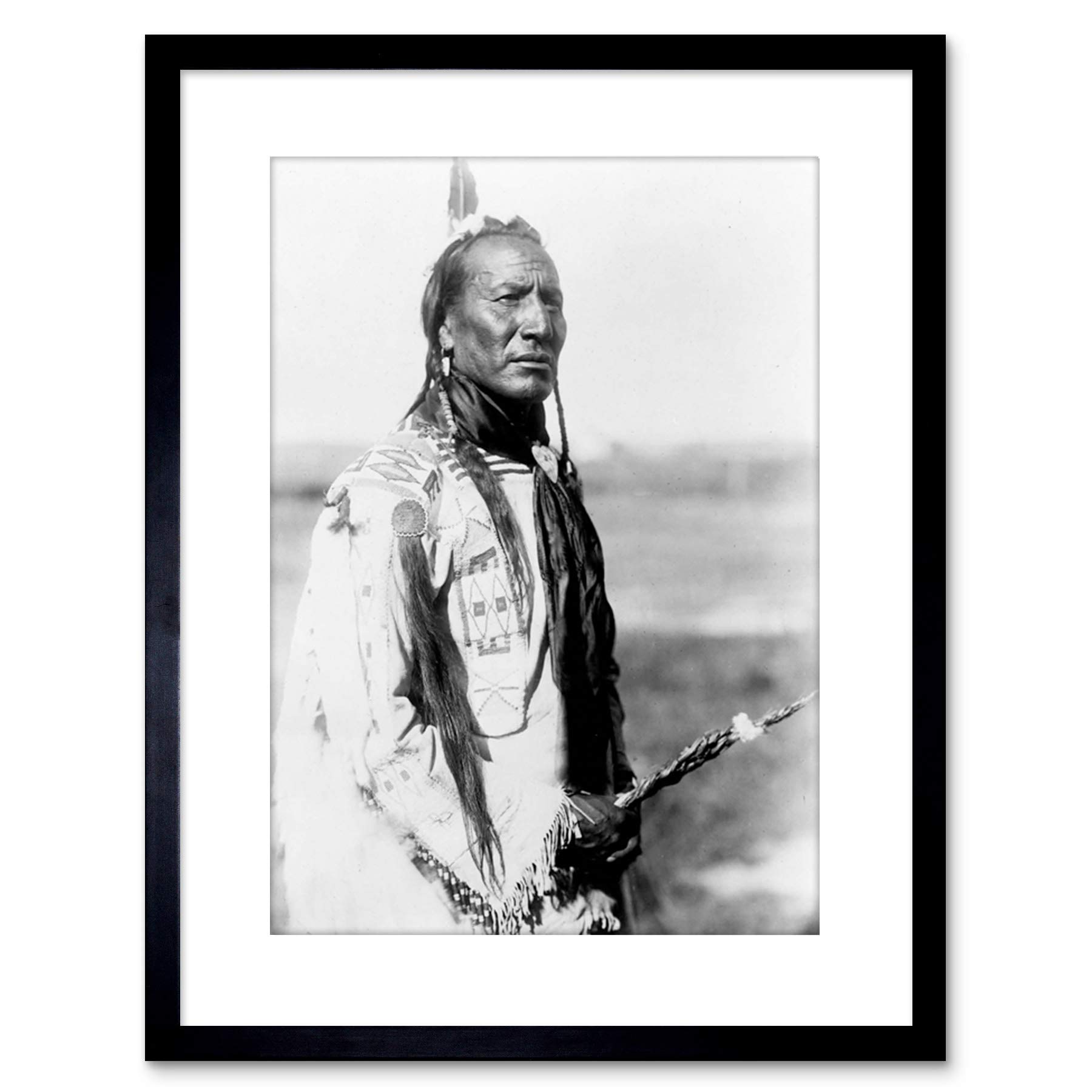Wee Blue Coo PHOTO PORTRAIT CURTIS NATIVE AMERICAN PEIGAN BIG BOUTH FRAMED PRINT F97X10984