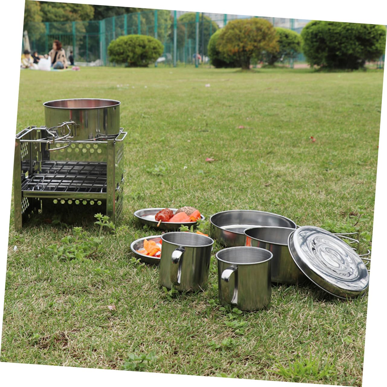 SUPVOX Utensilios De Cocina Portátil para Camping De Sartén para Picnic Utensilios De Cocina para Exteriores con Bolsa De Almacenamiento