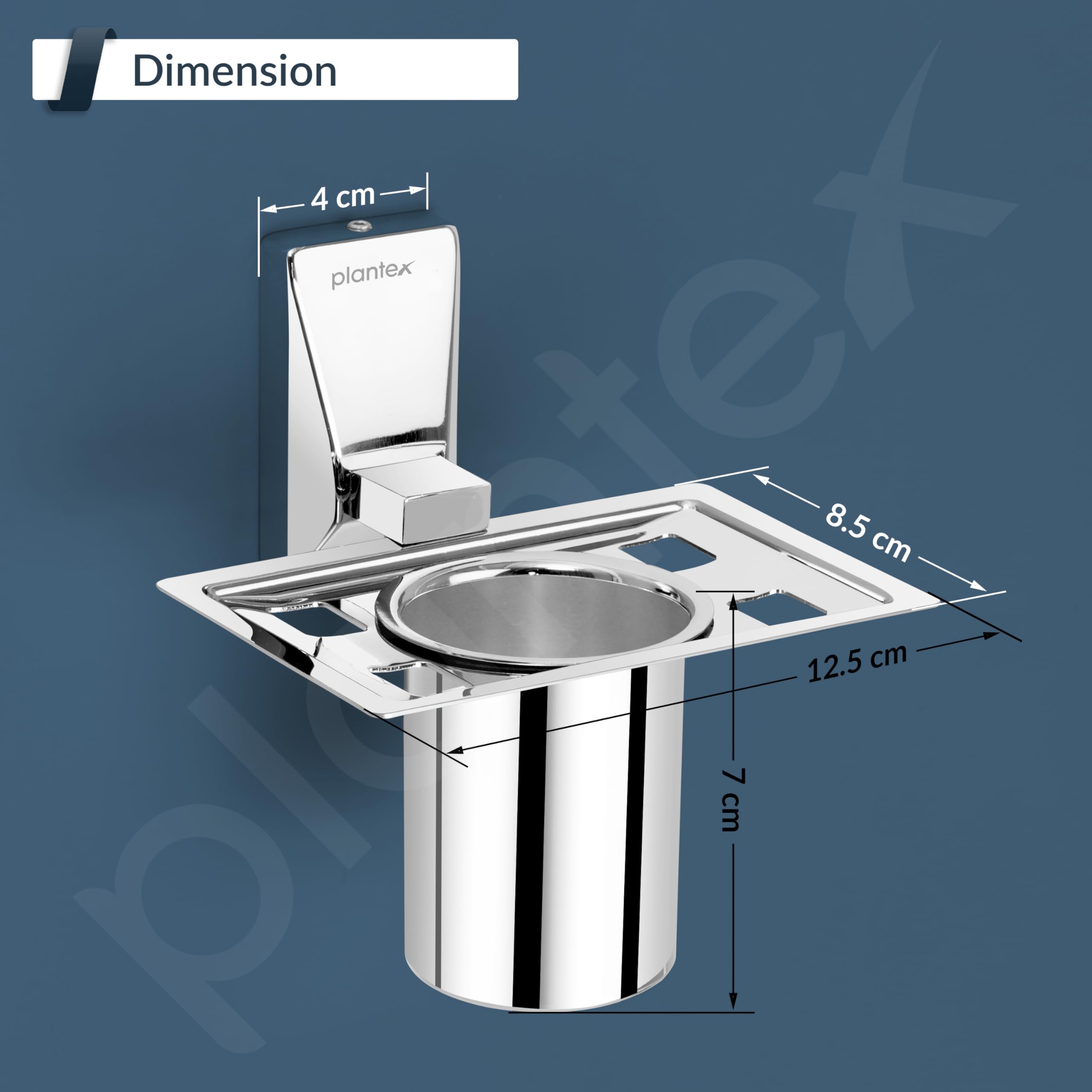 Plantex 304 Grade Stainless Steel Tumbler Holder/Tooth Brush Holder for Bathroom Accessories - Crystal (Chrome) 2
