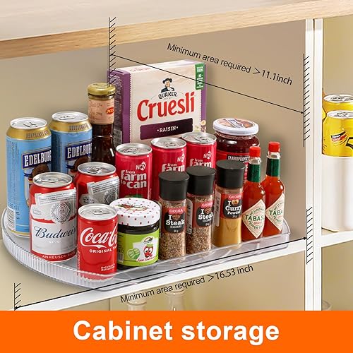Miniatura 3 de Organizador cuadrado Lazy Susan para refrigerador, diapositiva y rotación de 360 y organización y almacenamiento para refrigerador, 16.53 pulgadas