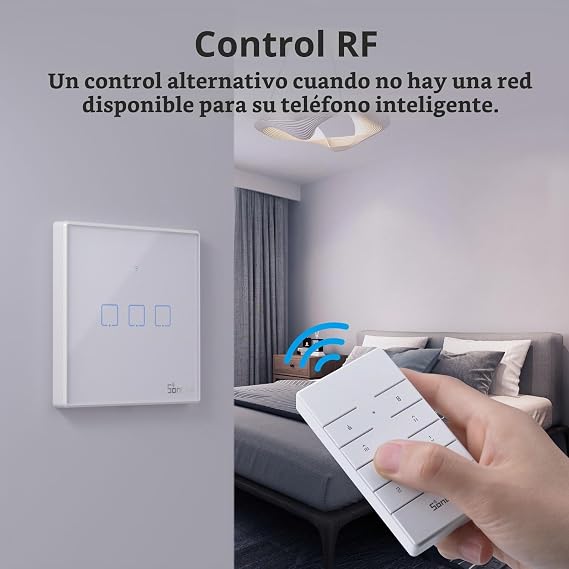 SONOFF T2EU3C Smart RF Wi-Fi Wireless Light Control Wall Switch, Type 86 Switch 3 Channel for Home Automation, Compatible with Alexa, Google Home