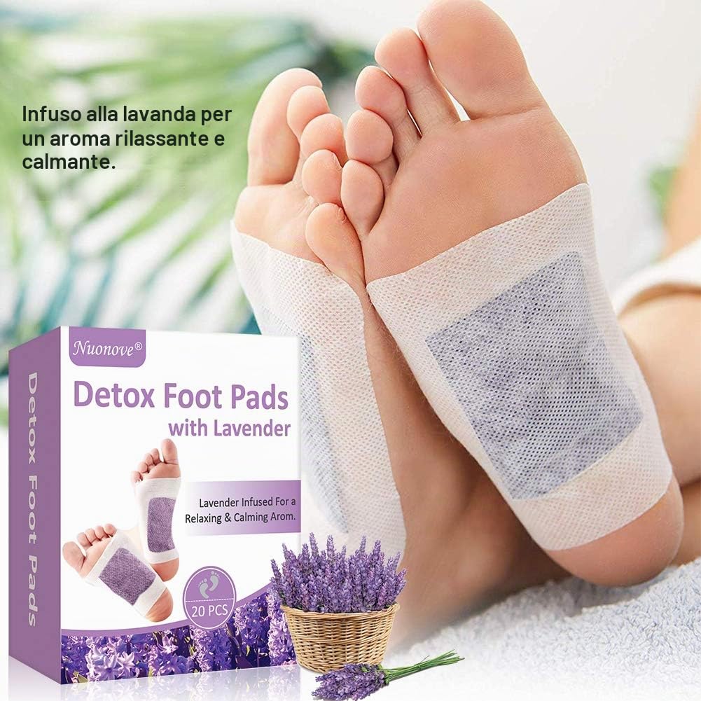 Cerotti Detox Patch per Piedi, Lavanda, Accellera Metabolismo, Migliorano la Circolazione, Migliorare la Qualità del Sonno, 20 pc