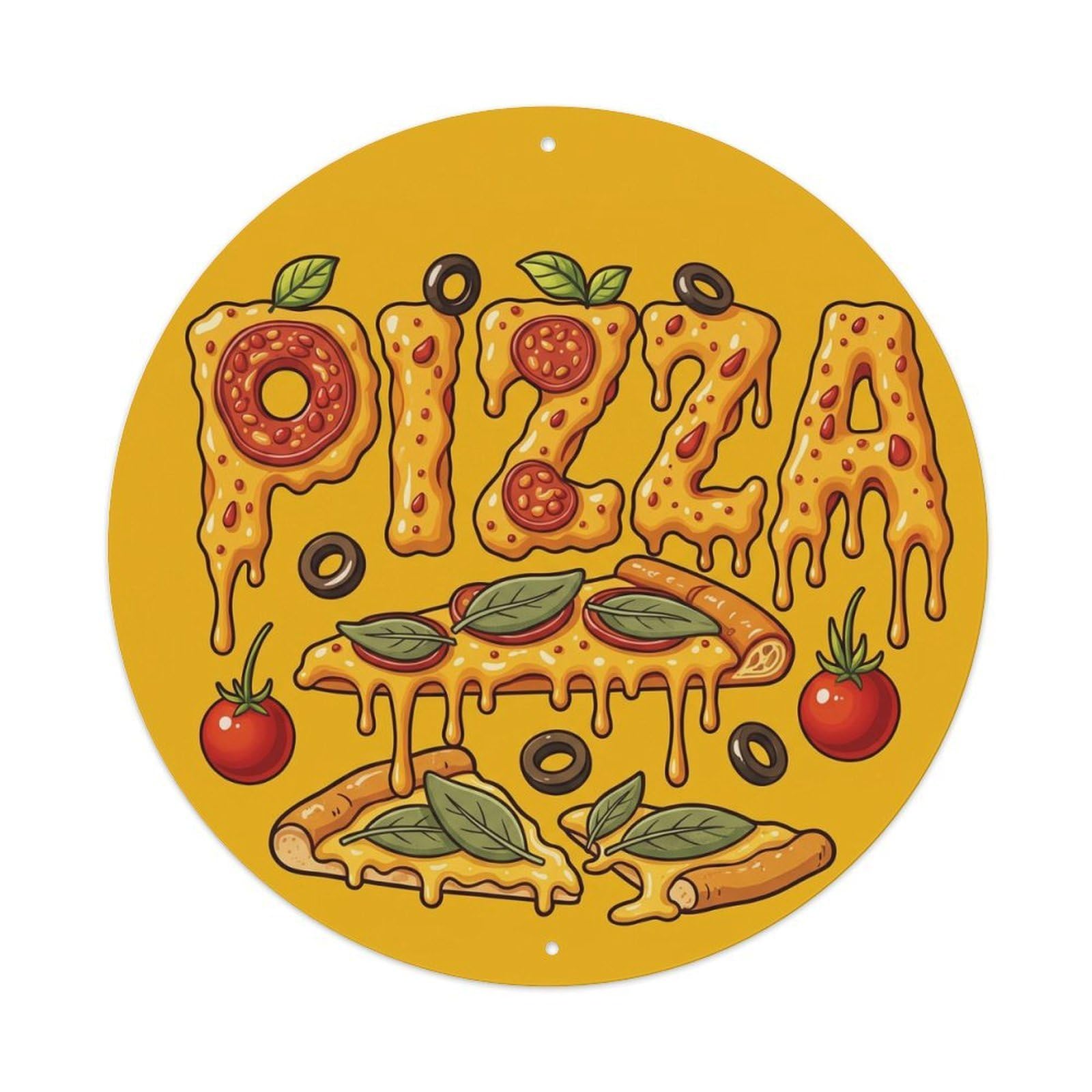 Cwbufd Vintage Style Vintage Pizza Slice Sage Butter Vintage Metal Tin Sign Plaque Wall Decor For Cafe, Club Bar, Office, Garden Metal Poster 8X8inch