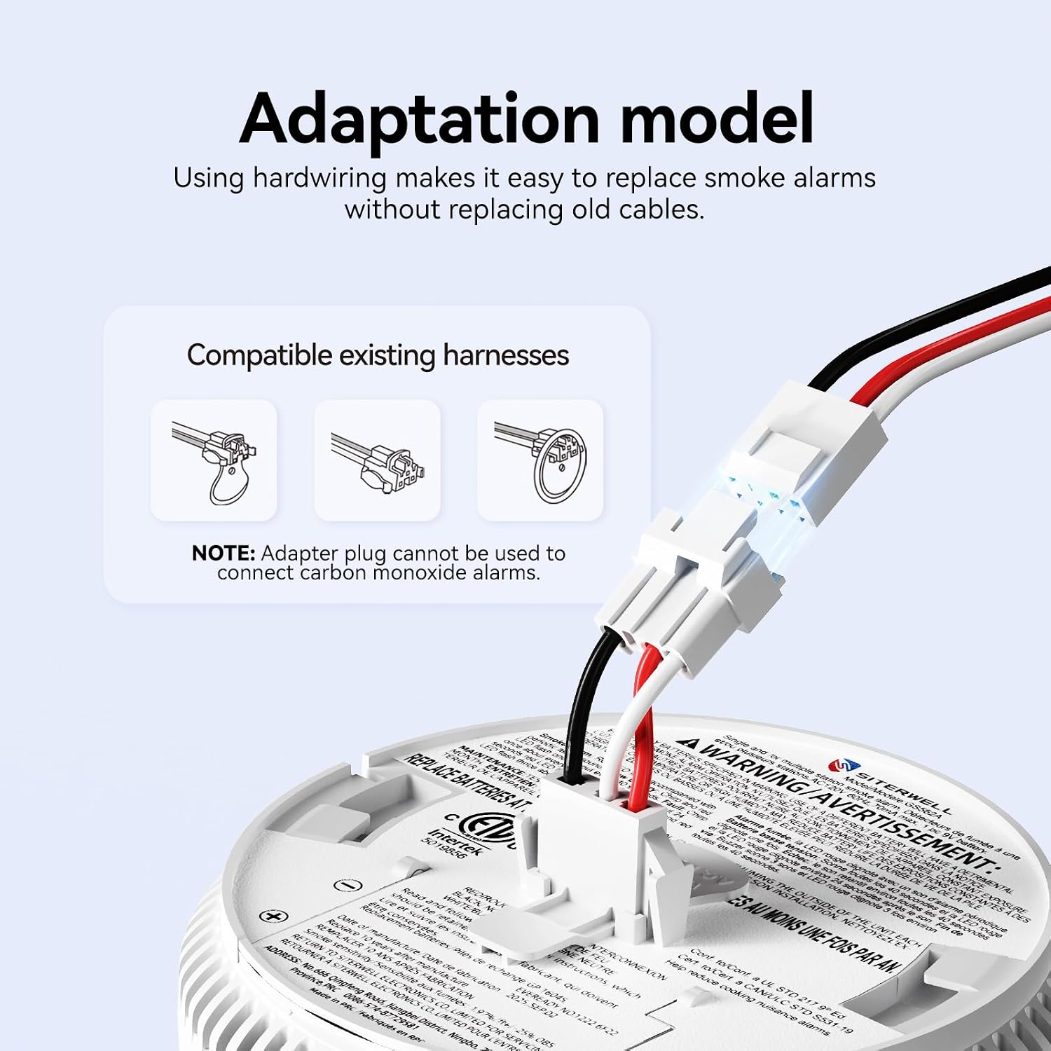 SITERWELL GA6217F Quick Connect Smoke Detector Adapter Plug for Hardwired Smoke and CO Detector, Compatible with GS562A Smoke Alarm,Smoke Alarm Wiring Harness for easy to retrofit and install,12 Packs