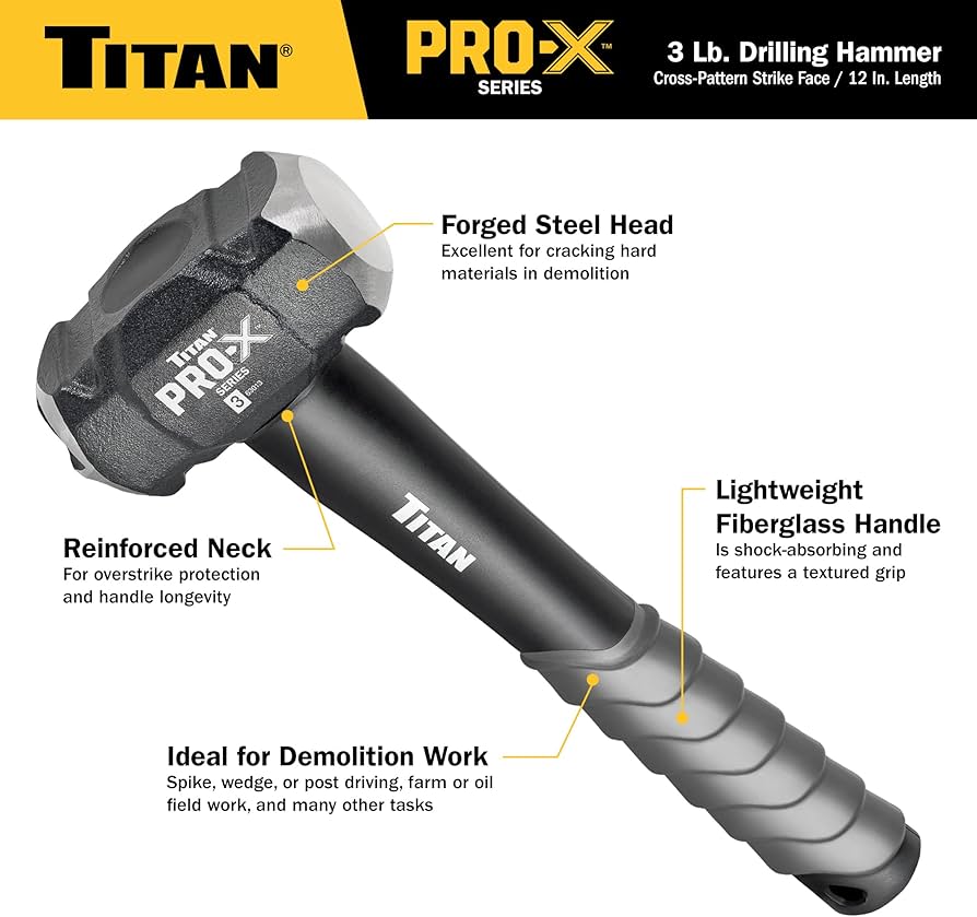 Amazon.com: Titan Pro-X 63013 3lb Drilling Hammer, Dual-Face