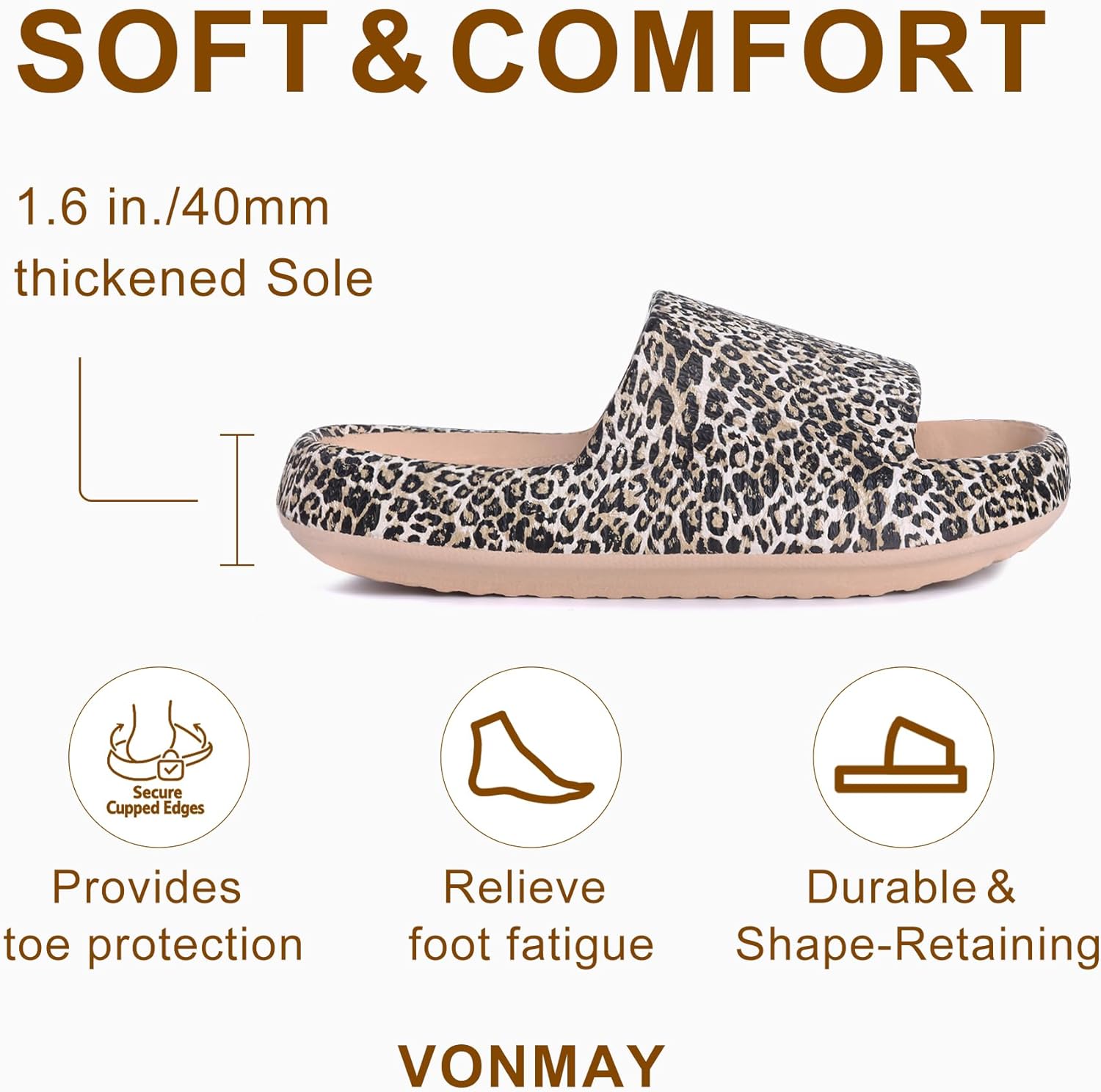 VONMAY Cloud Slides for Women Men Pillow Slippers Shower Sandals House Slides Quick Drying Non Slip Thick Foam Sole