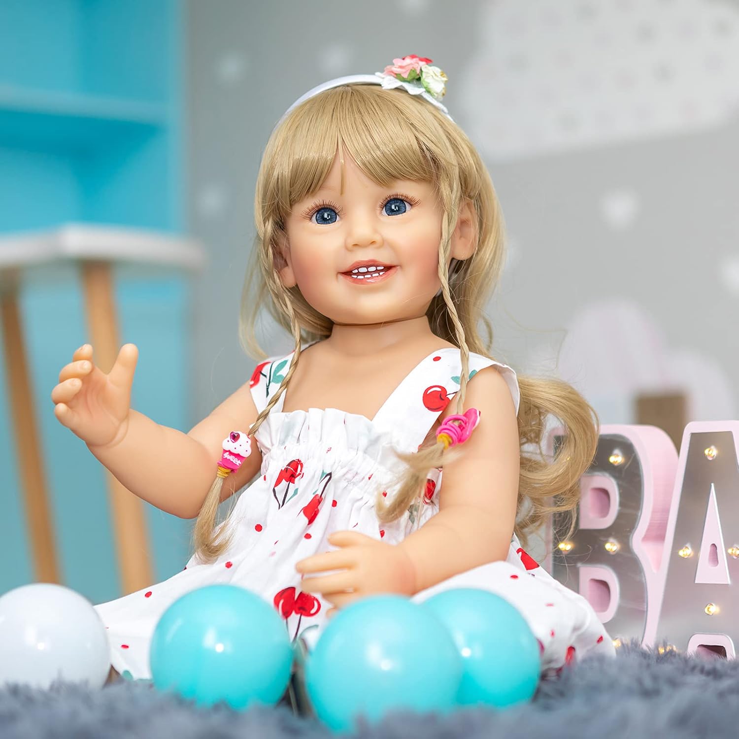 70% Off Discount Anano 22 Inch Reborn Baby Dolls Girl Full Silicone Body All Vinyl Blue Eyes Bathable Newborn Babies Doll Blonde Curly Hair